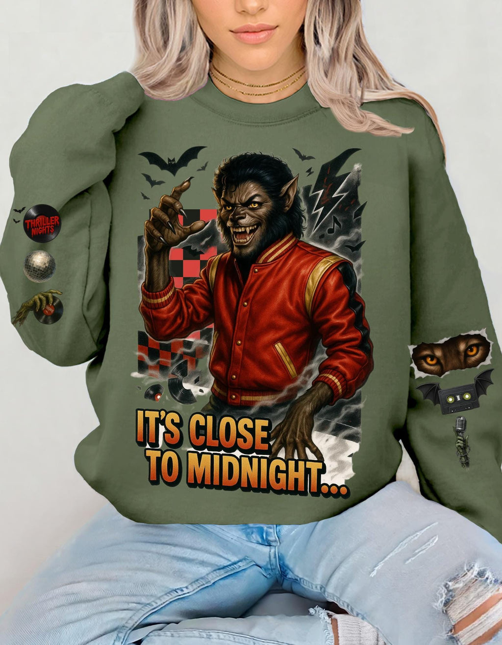 Retro Werewolf Sweatshirt: 80s Music Icon Thrills Crewneck