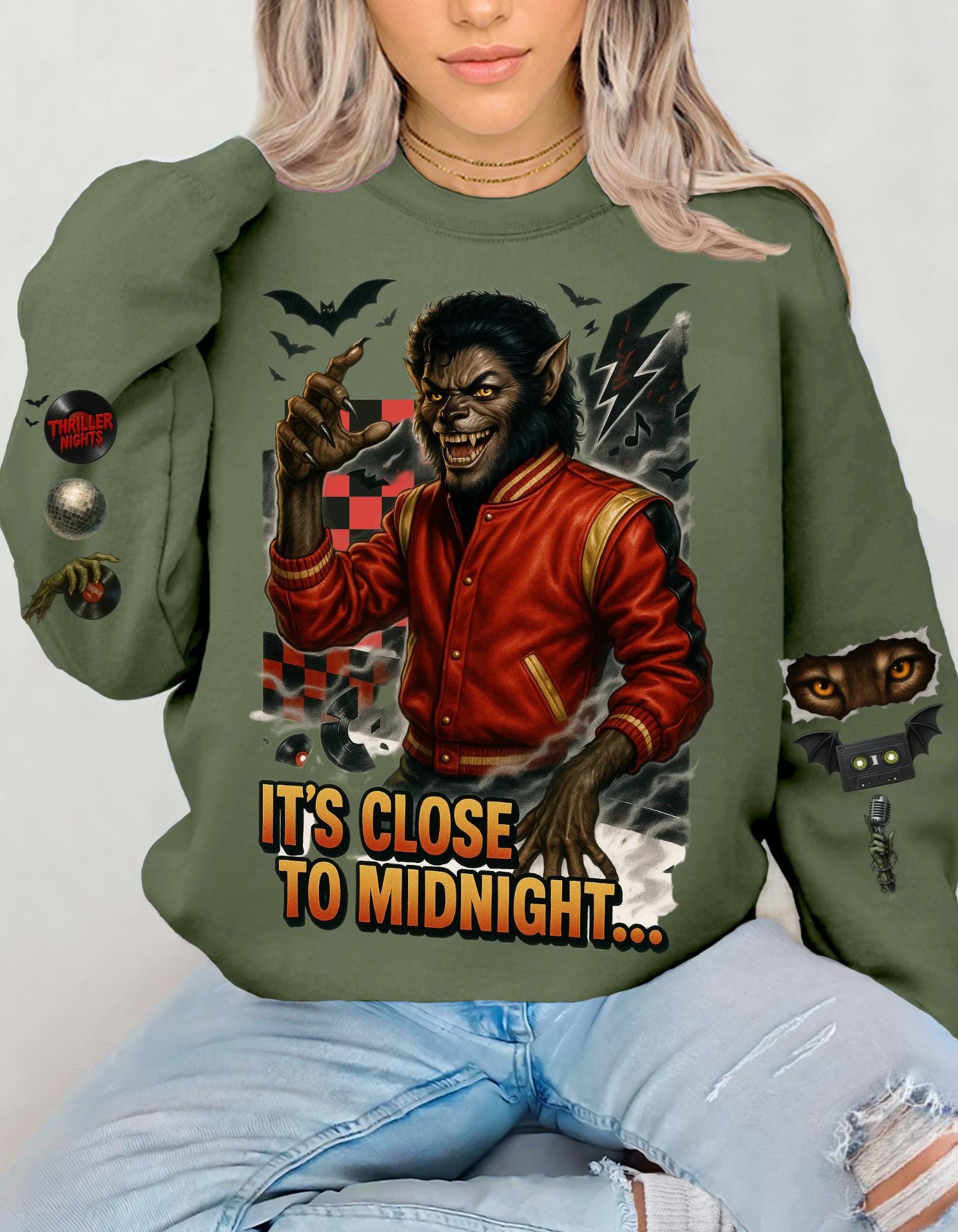 Retro Werewolf Sweatshirt: 80s Music Icon Thrills Crewneck