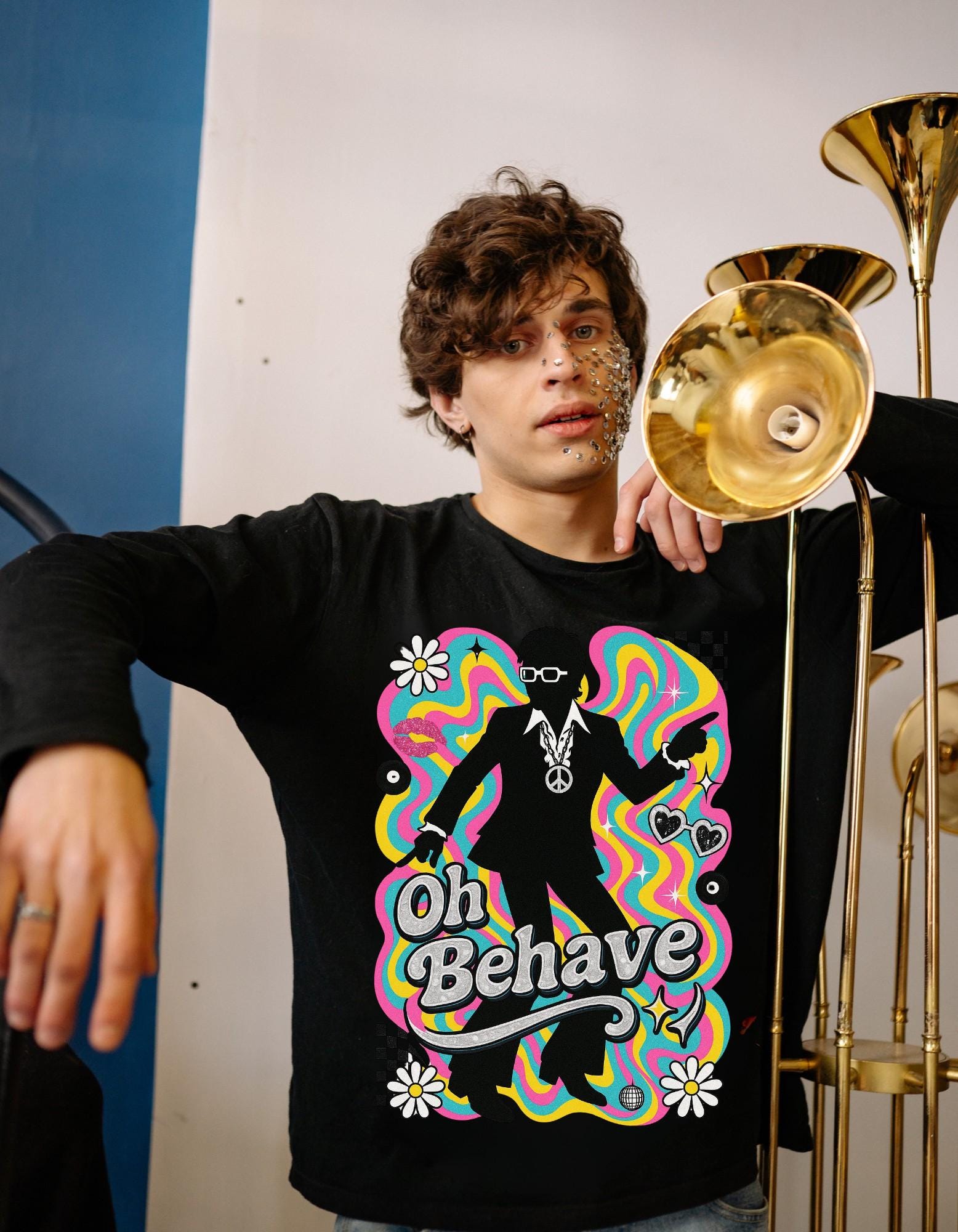 Retro 'Oh Behave' Sweatshirt | 60s Mod Style Peace Sign Pullover