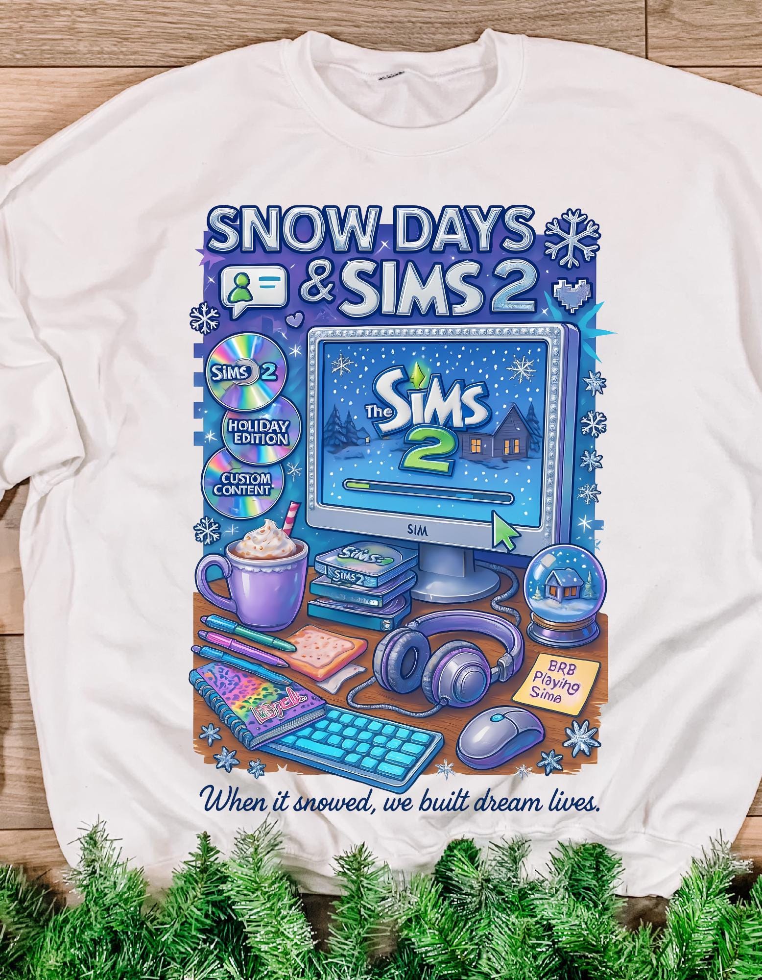 Y2K Life Simulation Gamer Sweatshirt | Retro simulation Crewneck