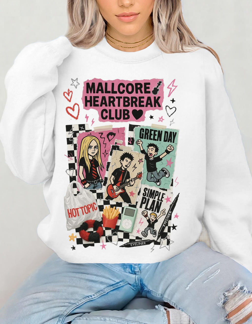 Y2K Pop Punk Graphic Sweatshirt | Mallcore Heartbreak Club Tee