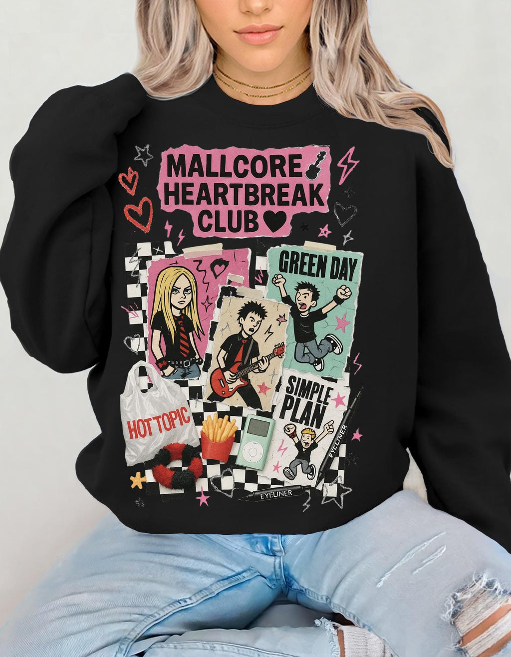 Y2K Pop Punk Graphic Sweatshirt | Mallcore Heartbreak Club Tee