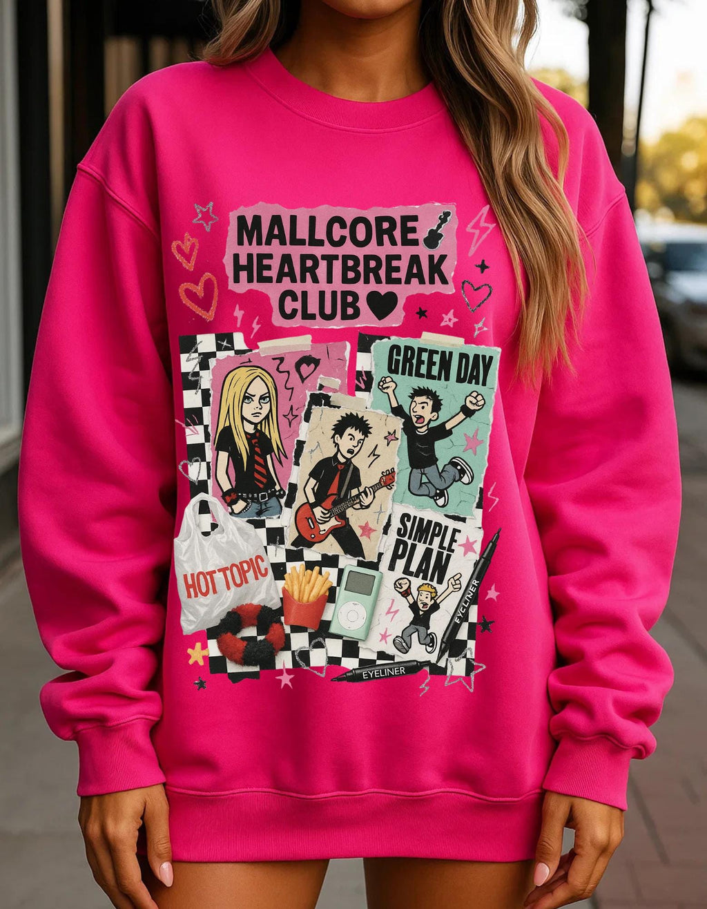 Y2K Pop Punk Graphic Sweatshirt | Mallcore Heartbreak Club Tee