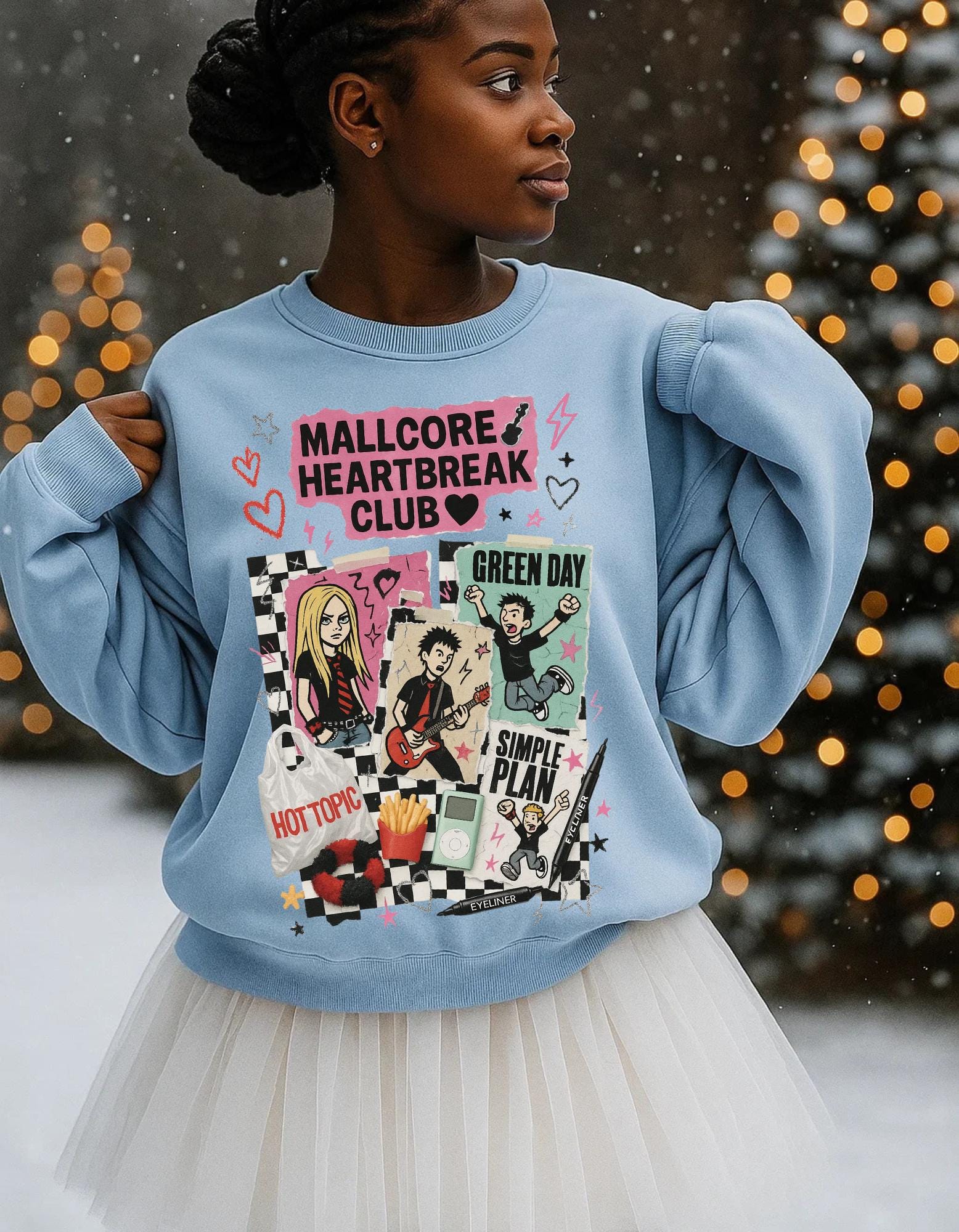 Y2K Pop Punk Graphic Sweatshirt | Mallcore Heartbreak Club Tee