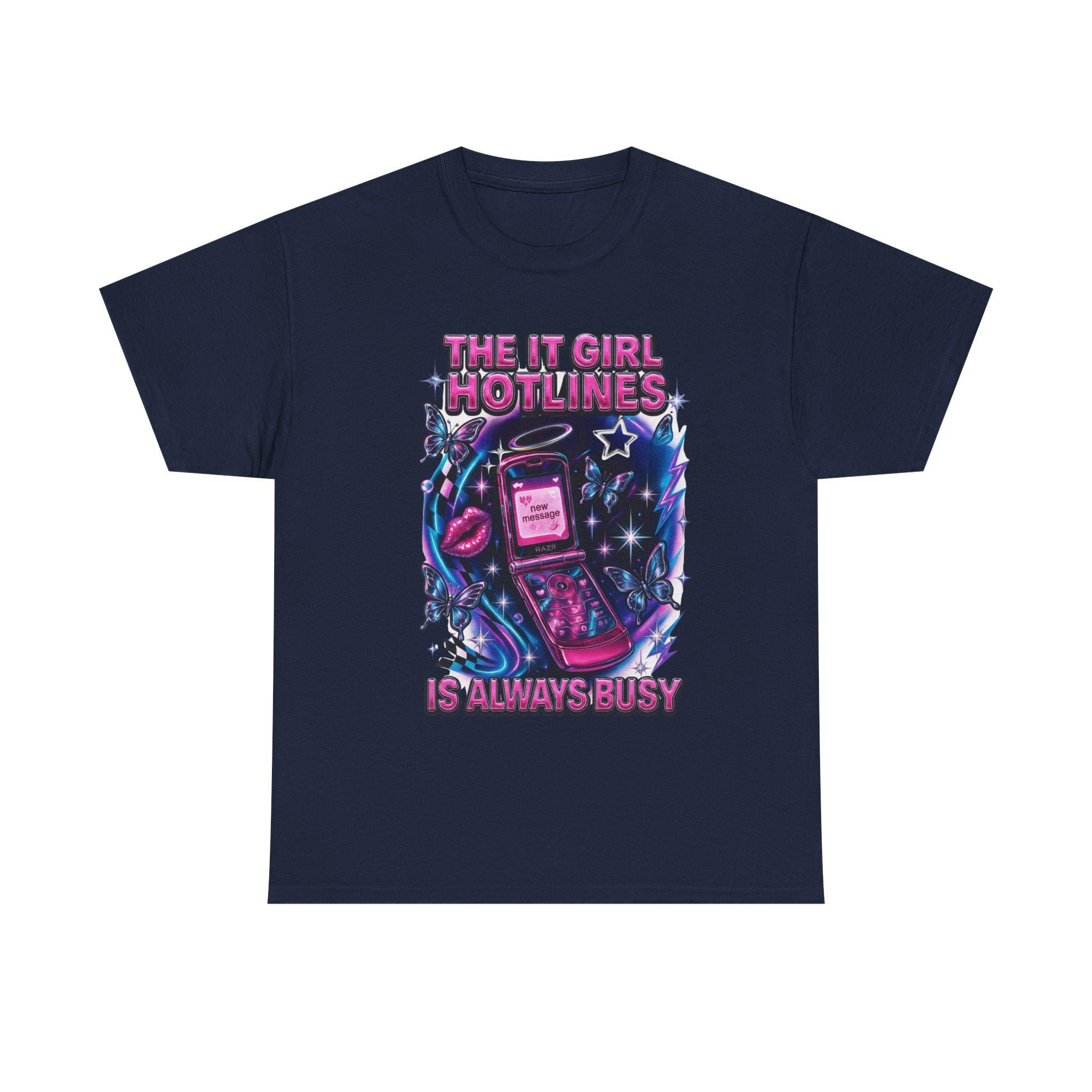 Y2K It Girl Hotline Tee - Retro 90s Graphic Print