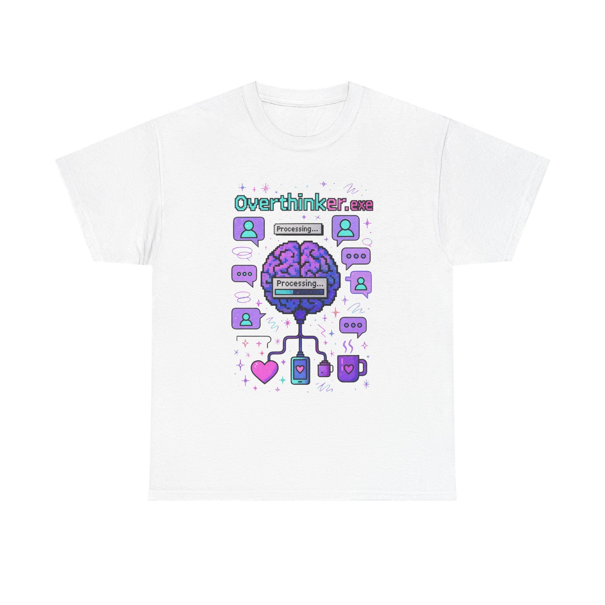 Anxiety Overthinker Unisex Y2K Mental Health Graphic Tee Heavy Cotton Vintage Vibes T-Shirt