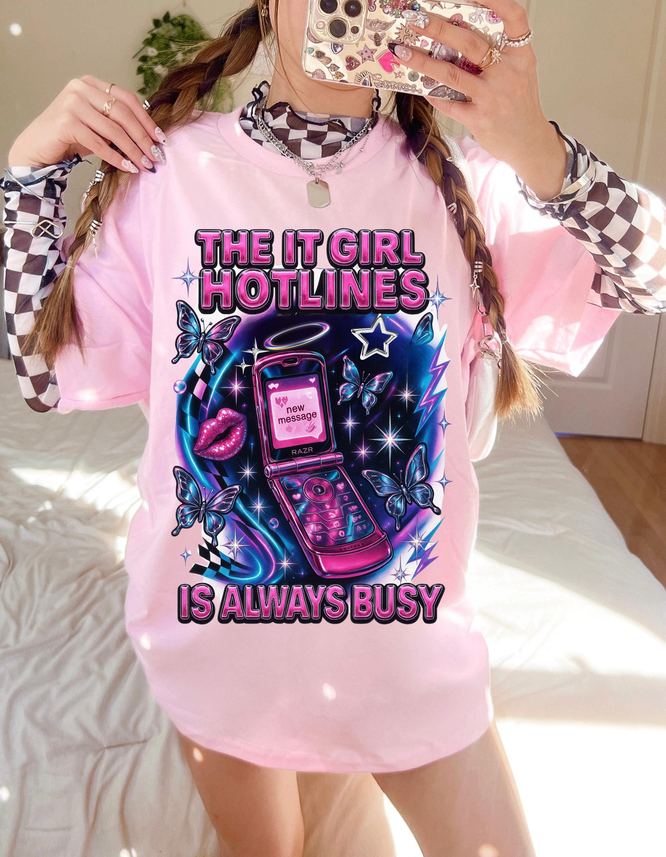 Y2K It Girl Hotline Tee - Retro 90s Graphic Print