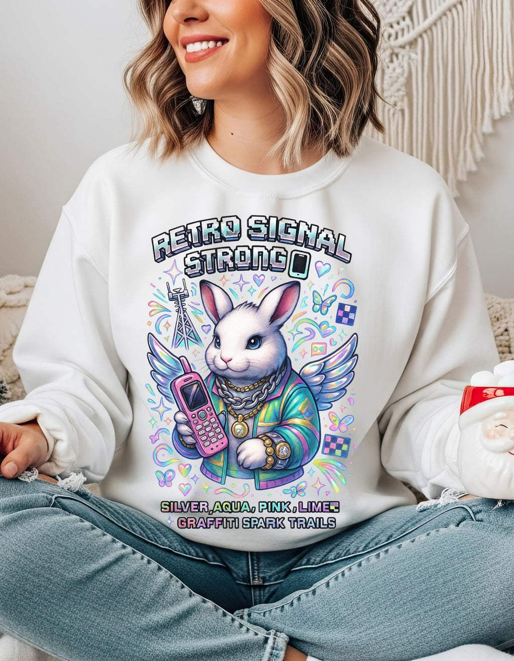 Retro Signal Bunny Hoodie | Y2K Arcade Gamer Sweatshirt