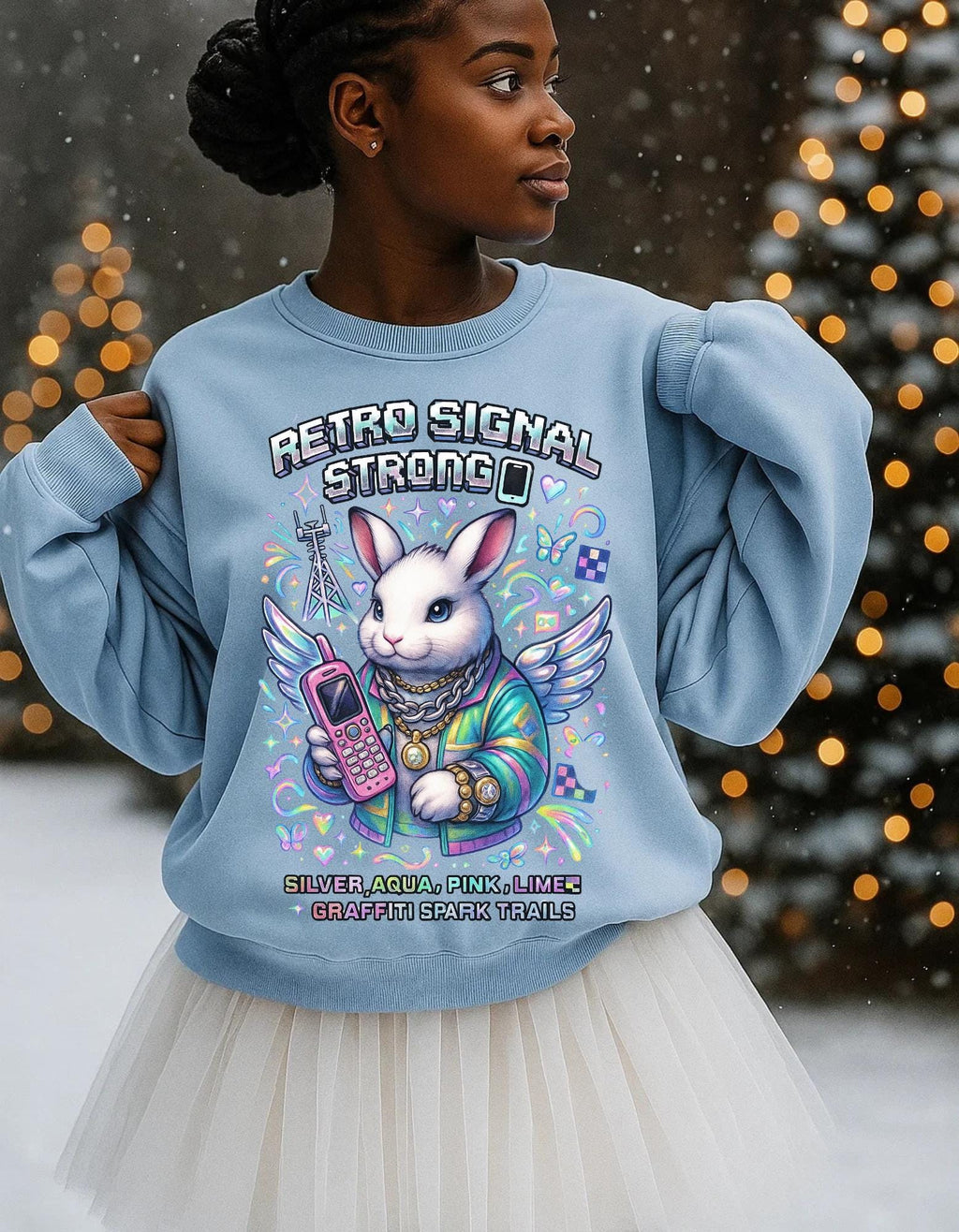 Retro Signal Bunny Hoodie | Y2K Arcade Gamer Sweatshirt