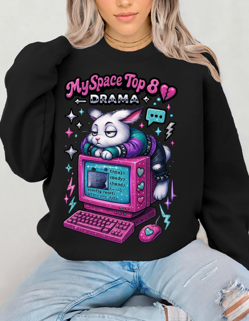 Vintage MySpace Top 8 Crewneck Sweatshirt – Nostalgic 90s Gamer Gift