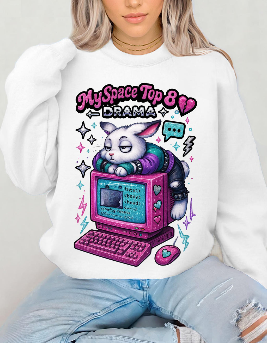 Vintage MySpace Top 8 Crewneck Sweatshirt – Nostalgic 90s Gamer Gift