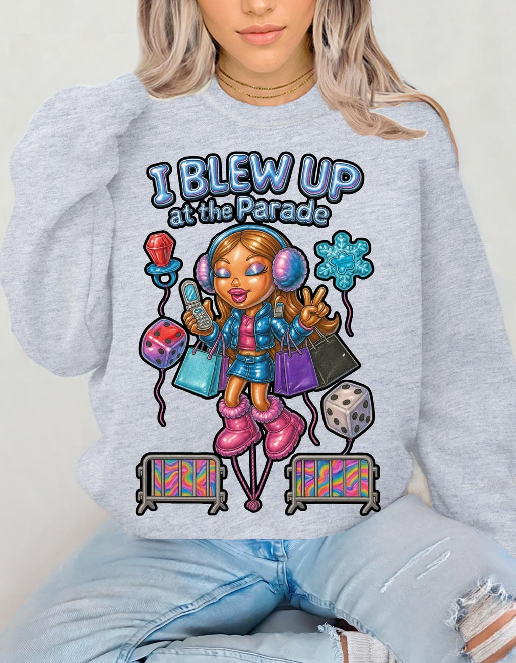 Parade Character Crewneck Sweatshirt | Balloon Pop Art