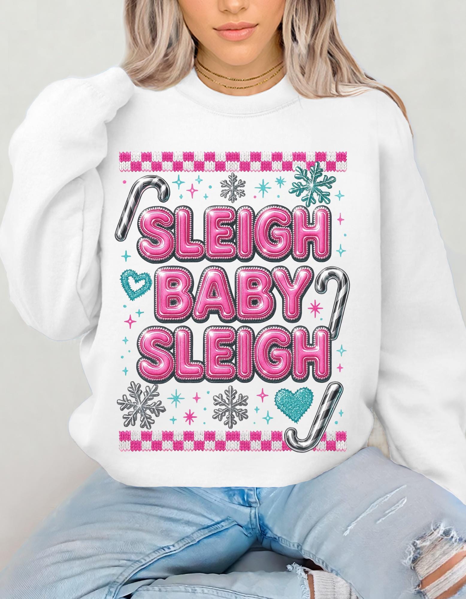 Sleigh Baby Sleigh Christmas Sweatshirt, Unisex Holiday Crewneck