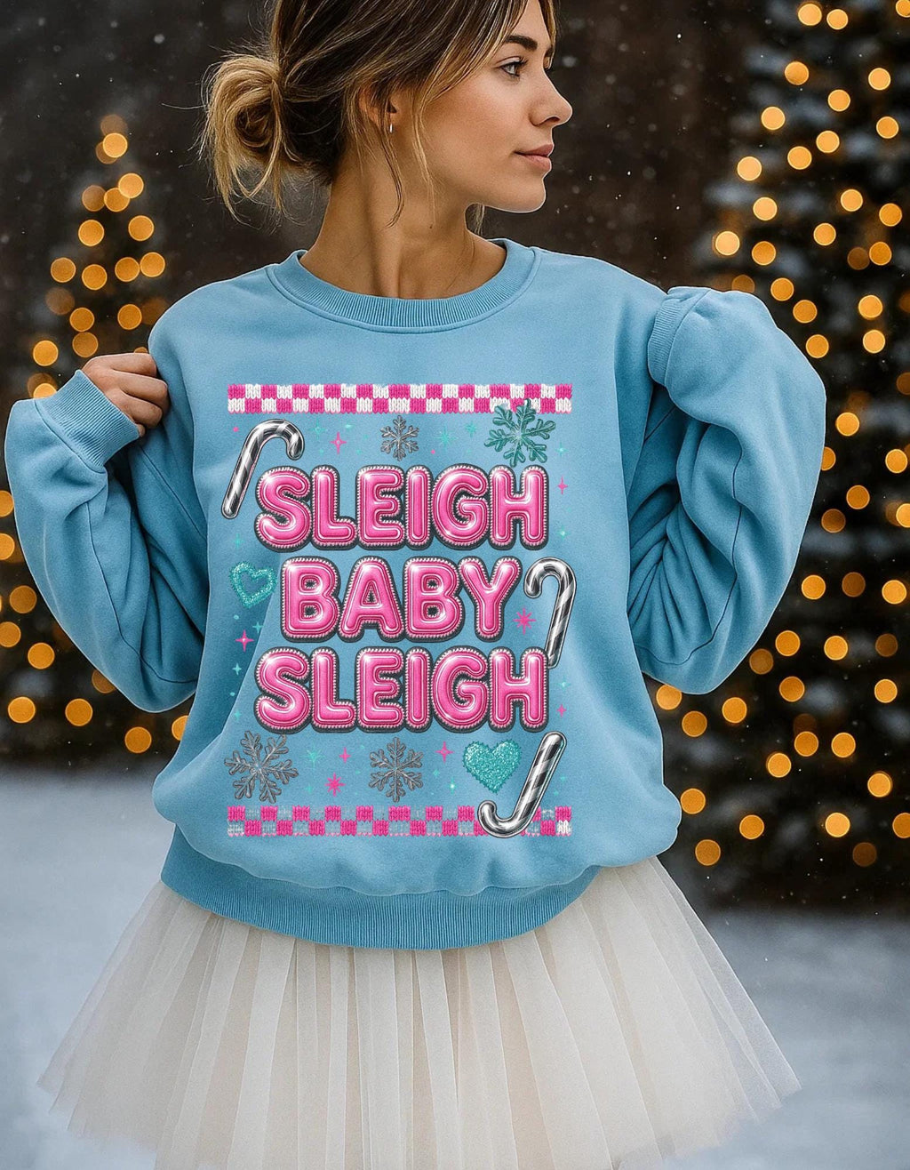 Sleigh Baby Sleigh Christmas Sweatshirt, Unisex Holiday Crewneck