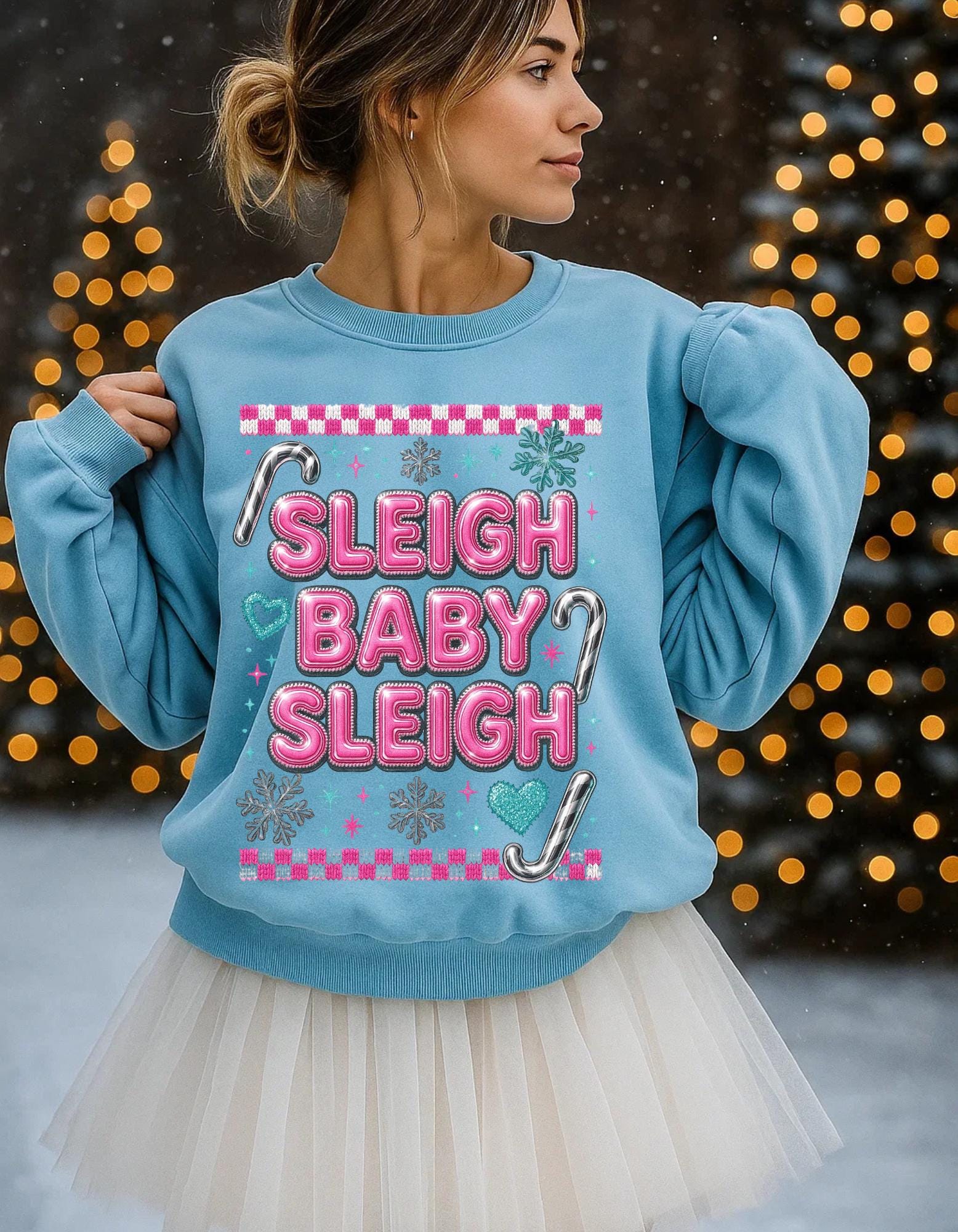Sleigh Baby Sleigh Christmas Sweatshirt, Unisex Holiday Crewneck