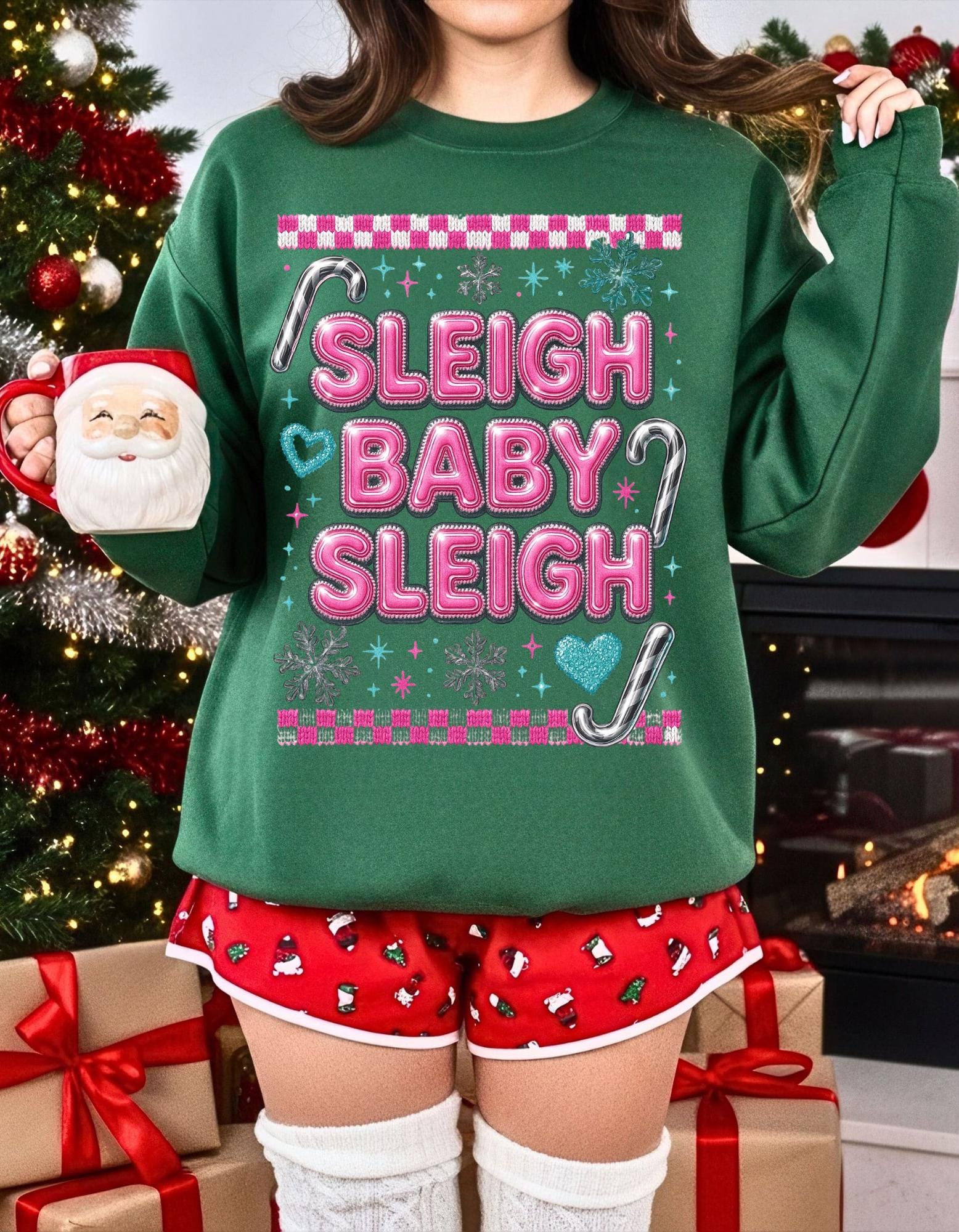Sleigh Baby Sleigh Christmas Sweatshirt, Unisex Holiday Crewneck