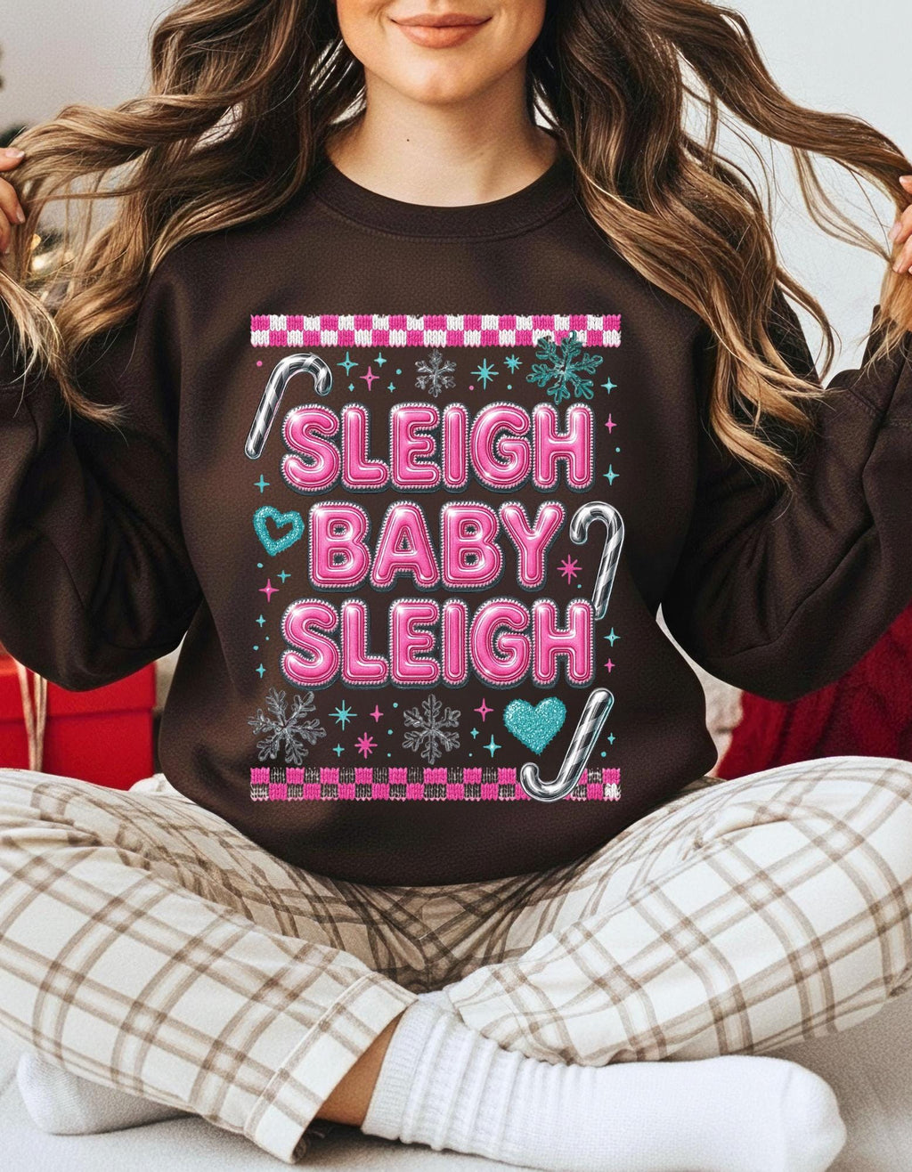 Sleigh Baby Sleigh Christmas Sweatshirt, Unisex Holiday Crewneck