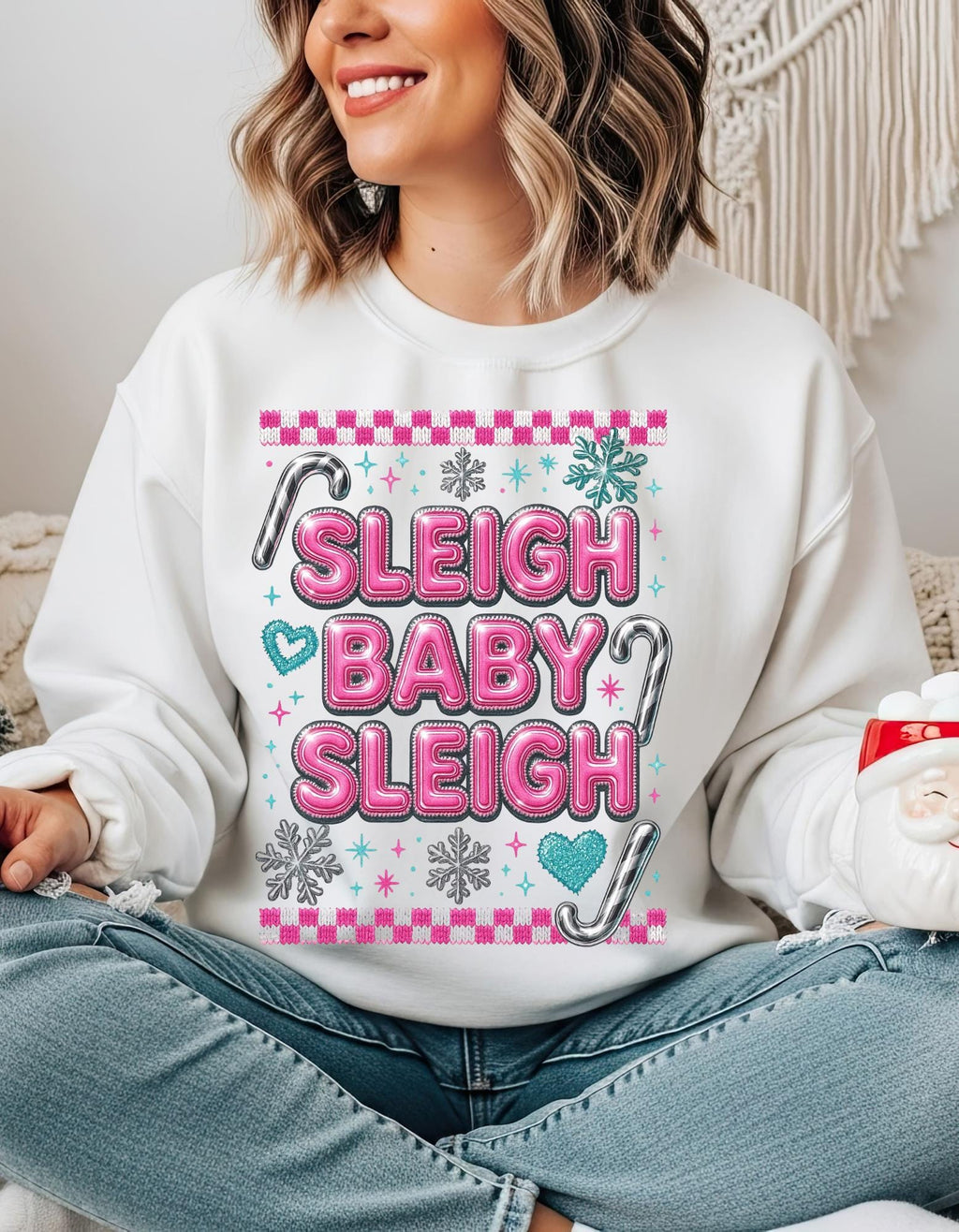 Sleigh Baby Sleigh Christmas Sweatshirt, Unisex Holiday Crewneck