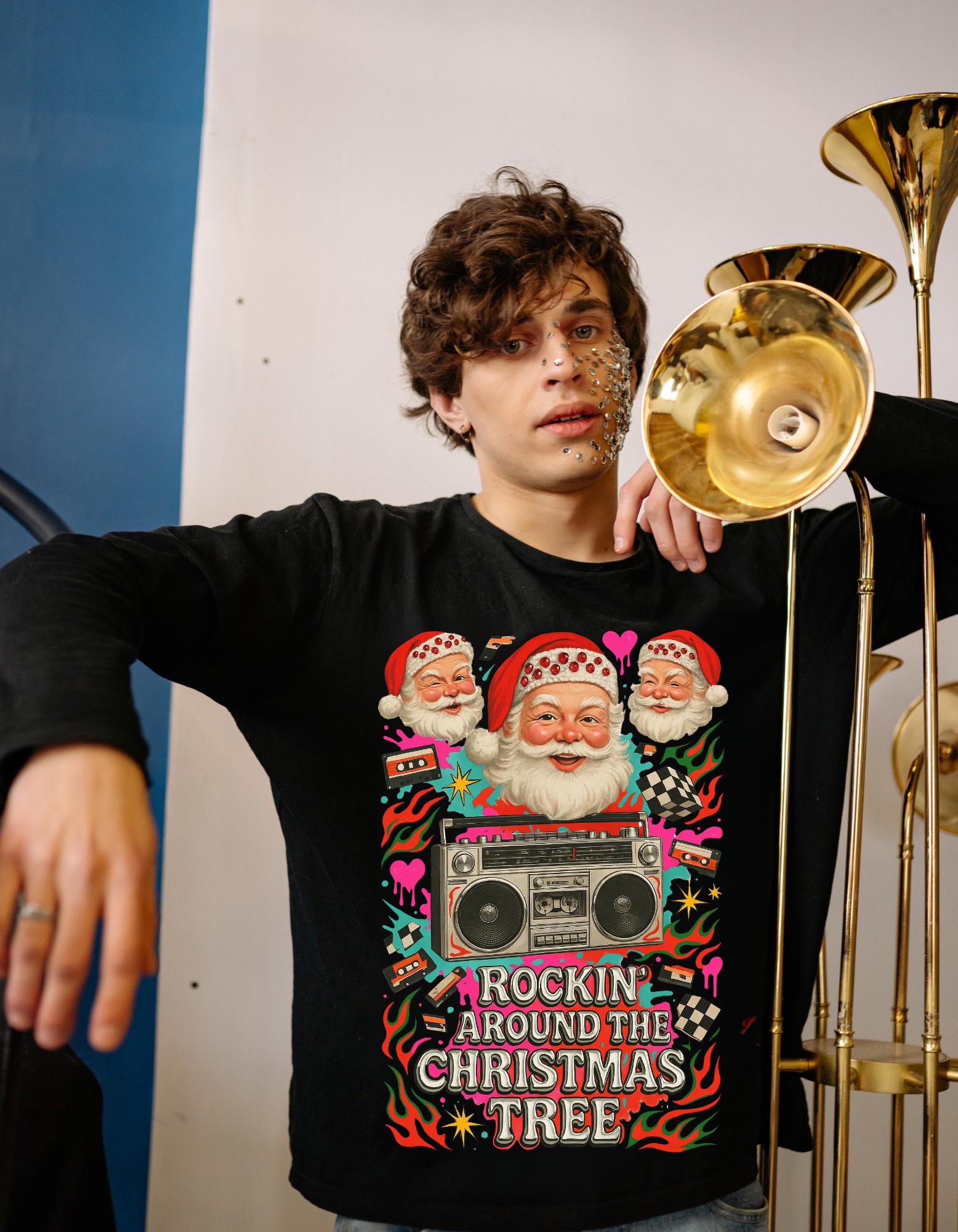 Y2K Santa Rocking Around the Christmas Tree Sweatshirt