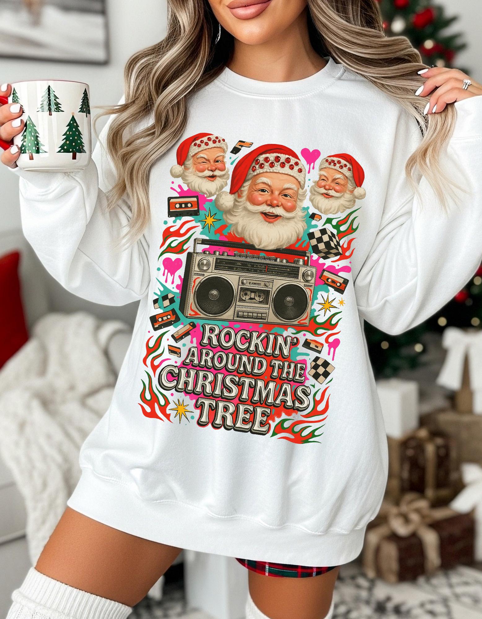 Y2K Santa Rocking Around the Christmas Tree Sweatshirt
