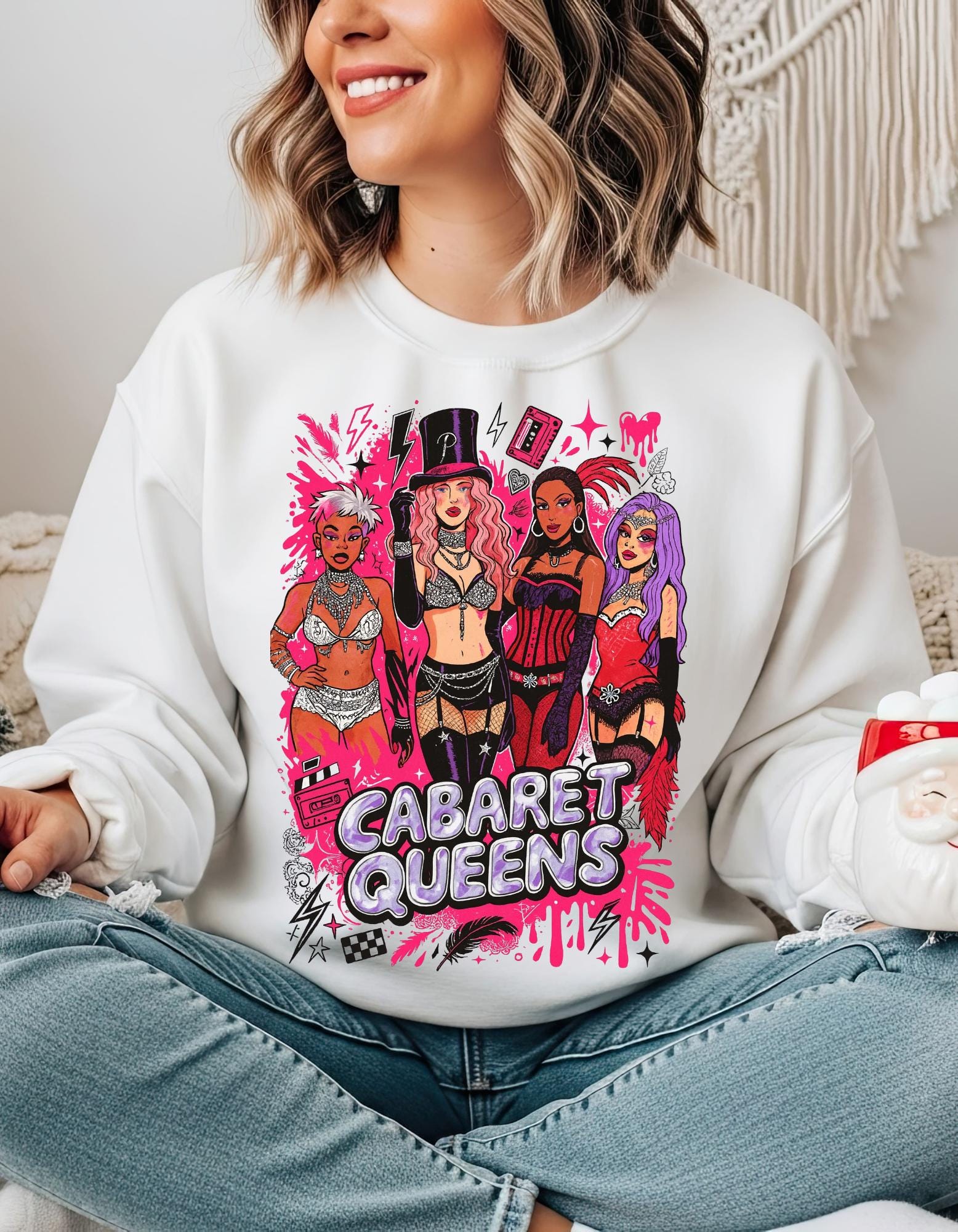 Cabaret Queens Sweatshirt, Vintage 90s Dance Party Pullover