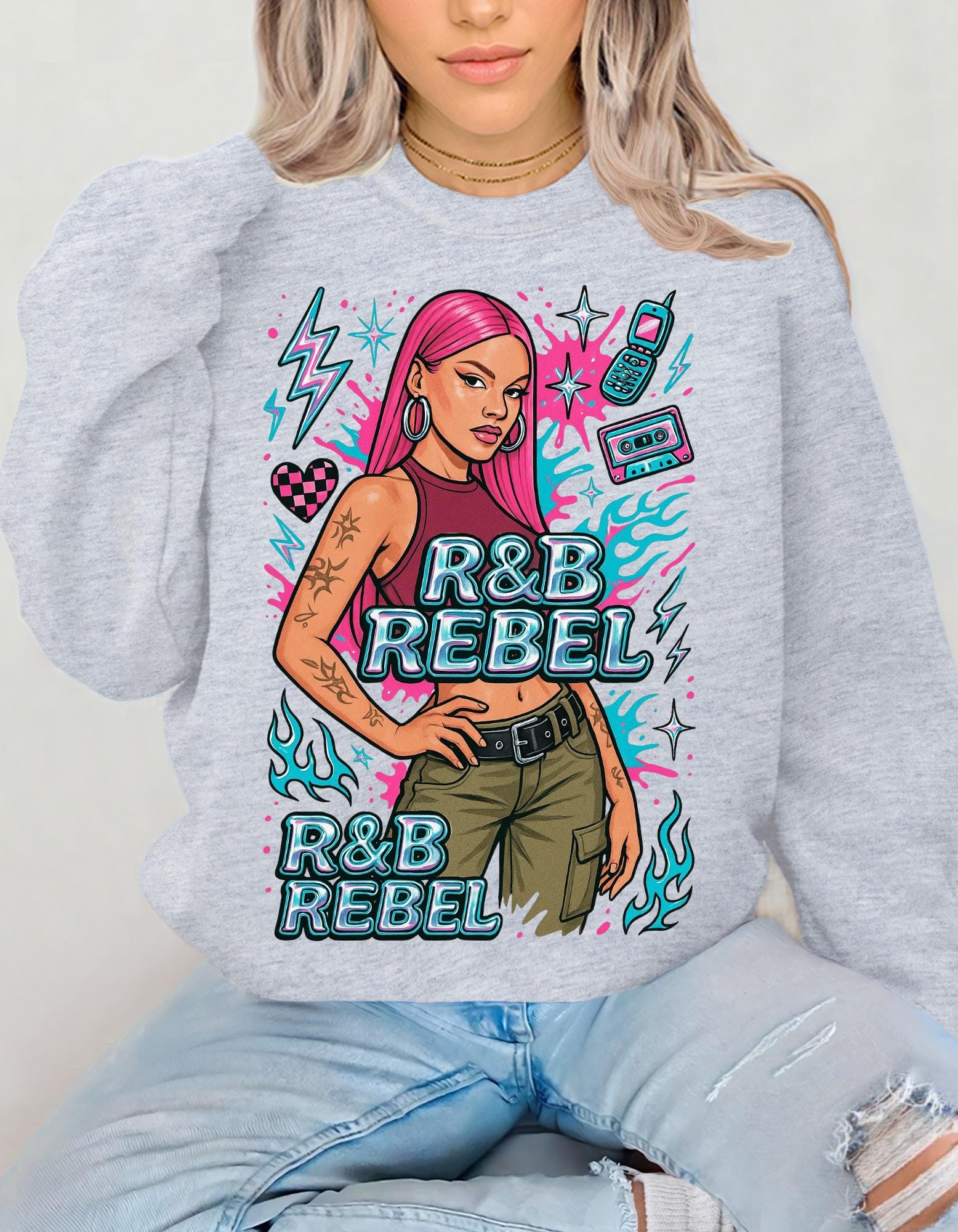 Retro 90s R&B Rebel Sweatshirt, Vintage Music Fan Gift