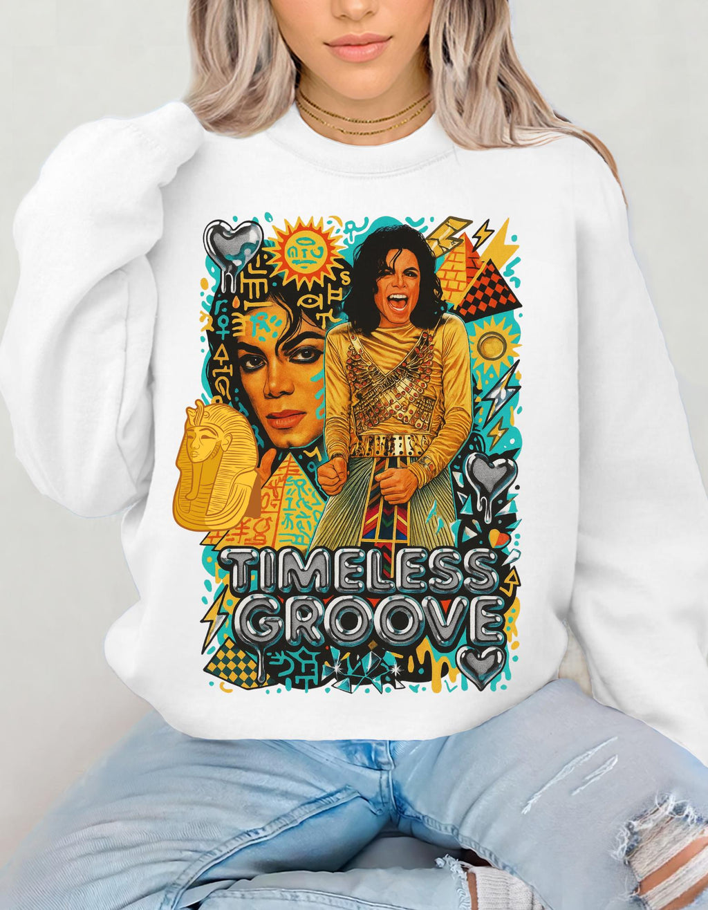 Timeless Groove Sweatshirt | Retro 70s Collage Music Portrait Graphic Vintage Streetwear Pullover