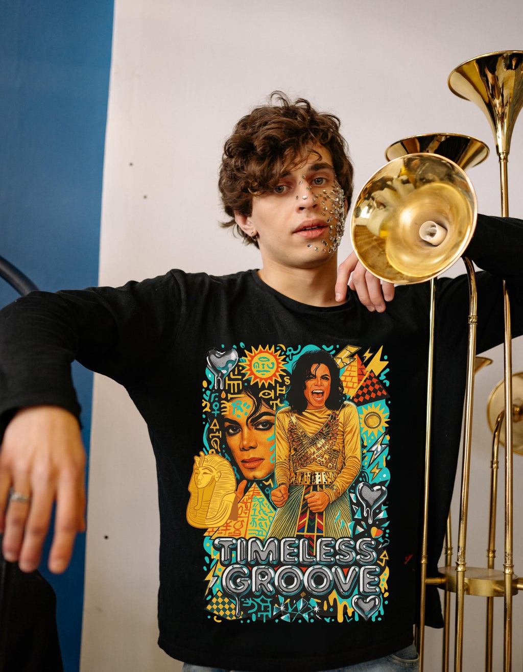 Timeless Groove Sweatshirt | Retro 70s Collage Music Portrait Graphic Vintage Streetwear Pullover