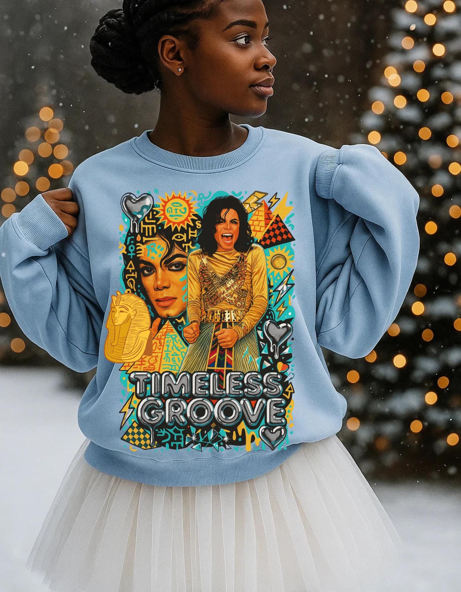 Timeless Groove Sweatshirt | Retro 70s Collage Music Portrait Graphic Vintage Streetwear Pullover