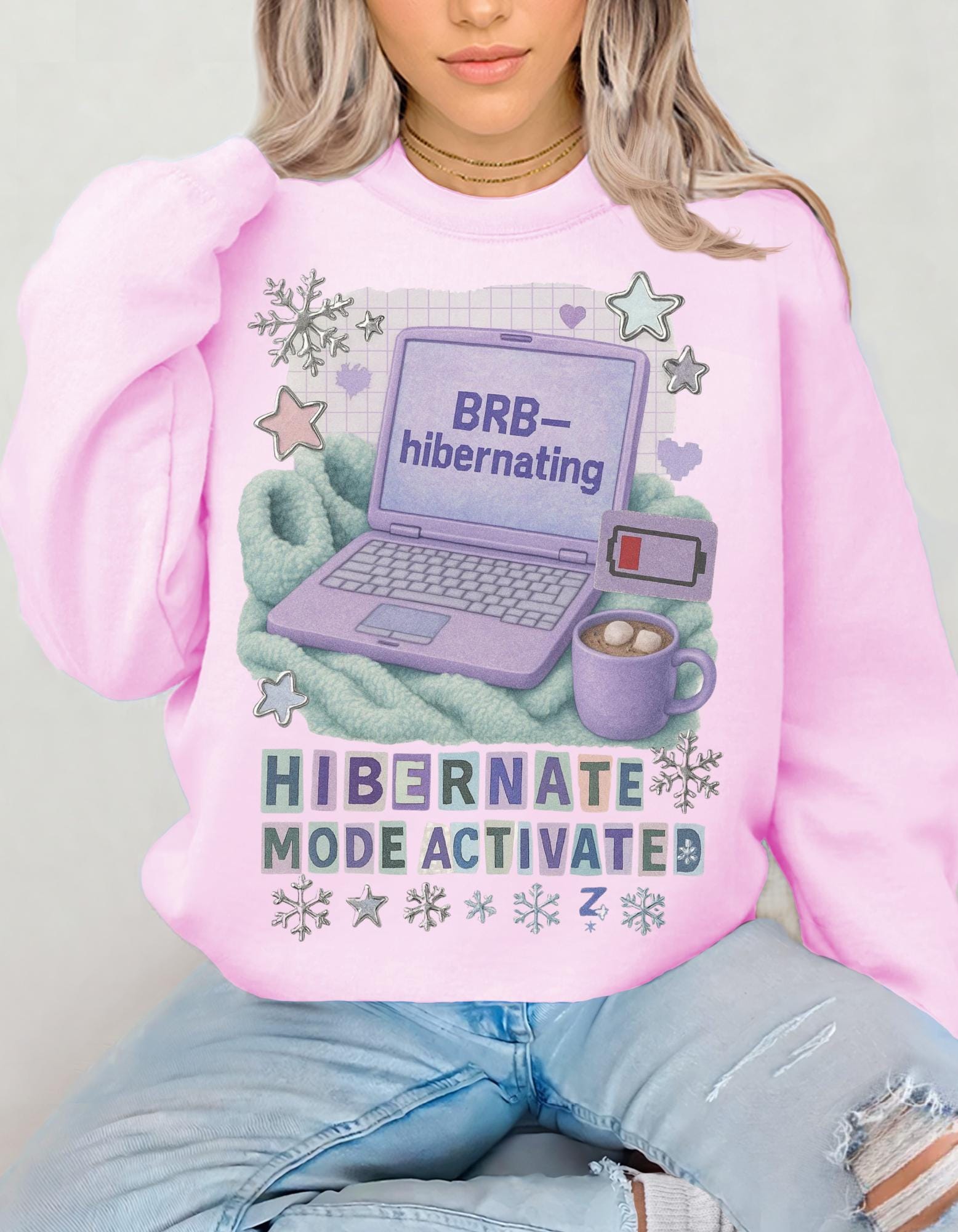 Cozy Hibernation Crewneck Sweatshirt, Winter Loungewear