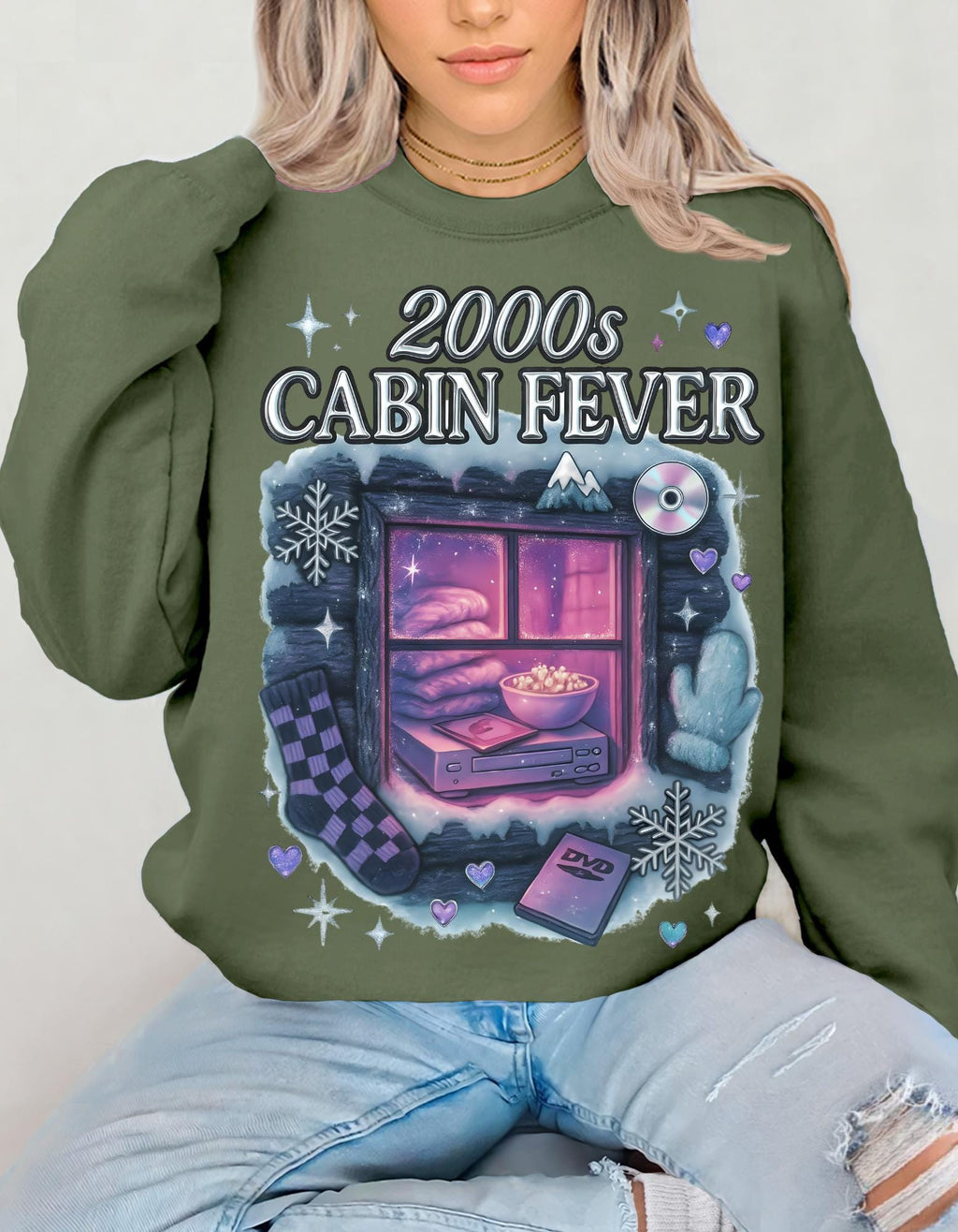 2000s Cabin Fever Sweatshirt - Unisex Cozy Crewneck Nostalgic Y2K Loungewear Graphic Pullover