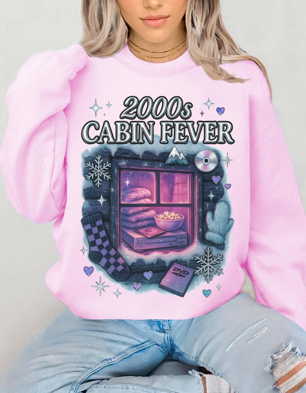 2000s Cabin Fever Sweatshirt - Unisex Cozy Crewneck Nostalgic Y2K Loungewear Graphic Pullover