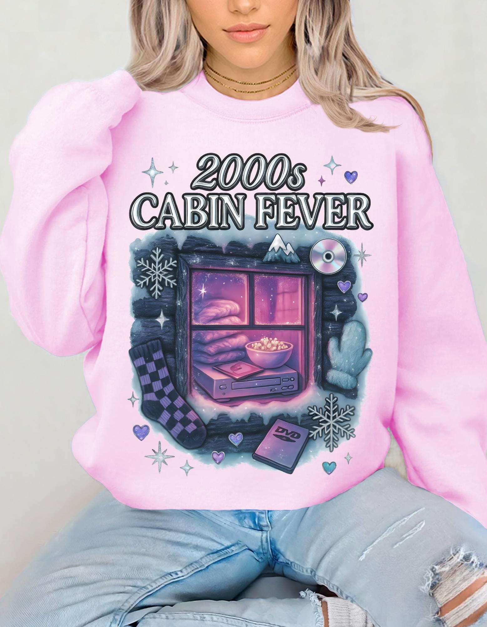 2000s Cabin Fever Sweatshirt - Unisex Cozy Crewneck Nostalgic Y2K Loungewear Graphic Pullover
