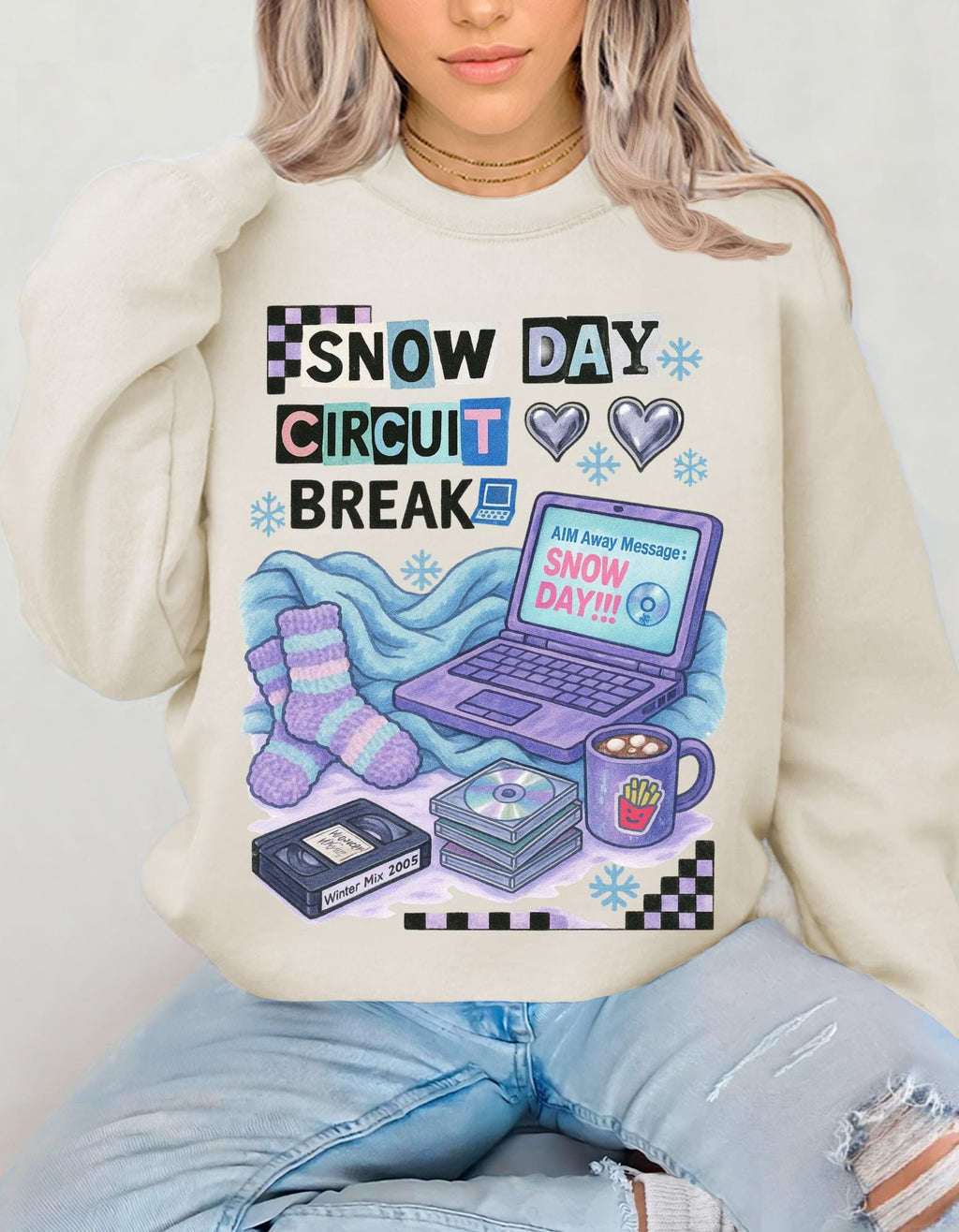 Snow Day Crewneck Sweatshirt, Winter Chill Outfit