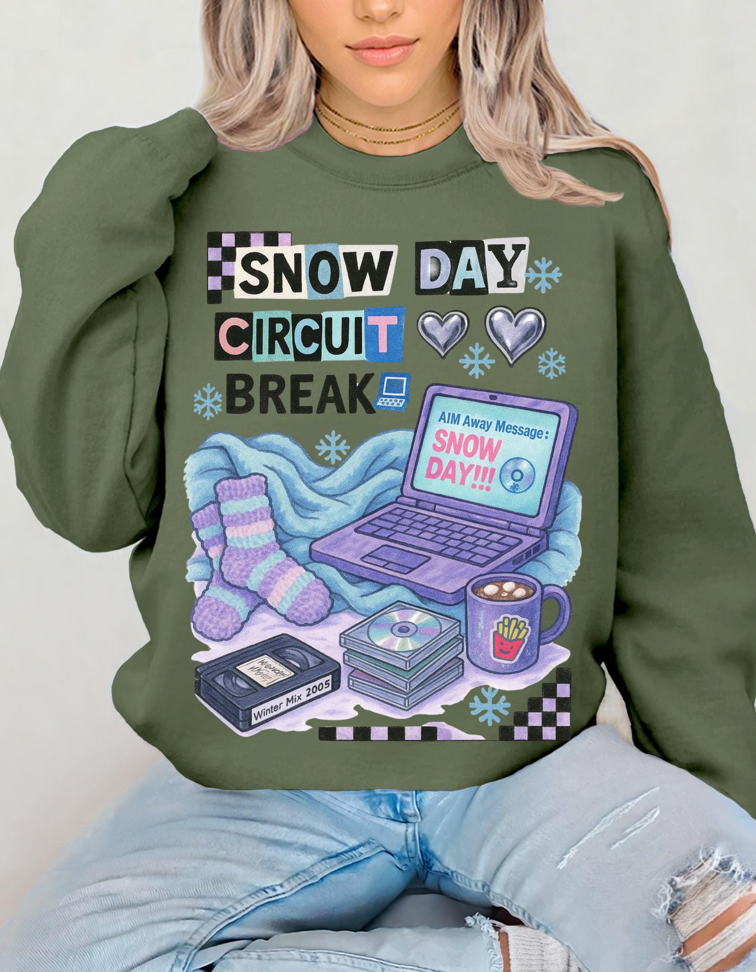 Snow Day Crewneck Sweatshirt, Winter Chill Outfit
