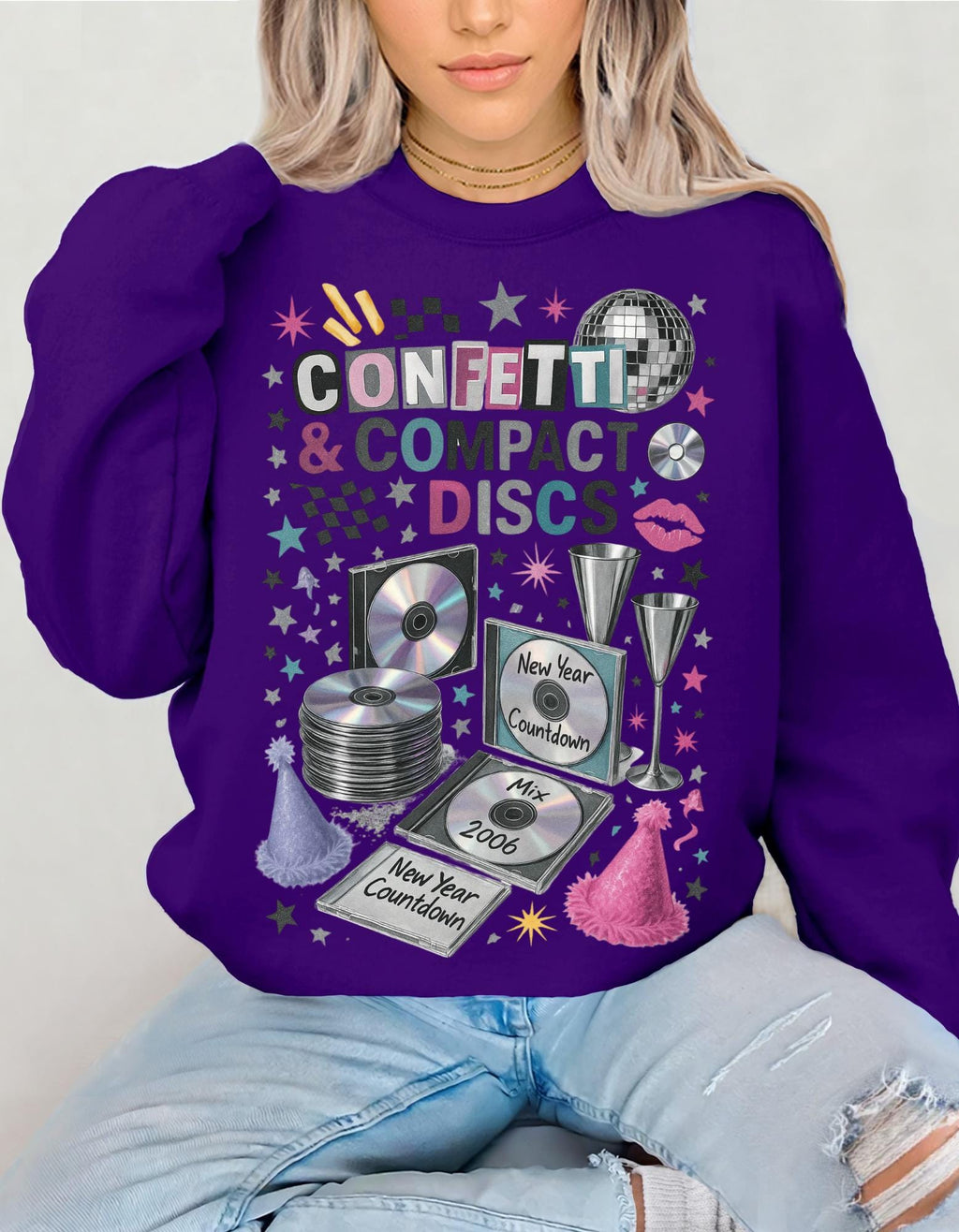 Y2K New Year 2026 Confetti Unisex Crewneck Sweatshirt