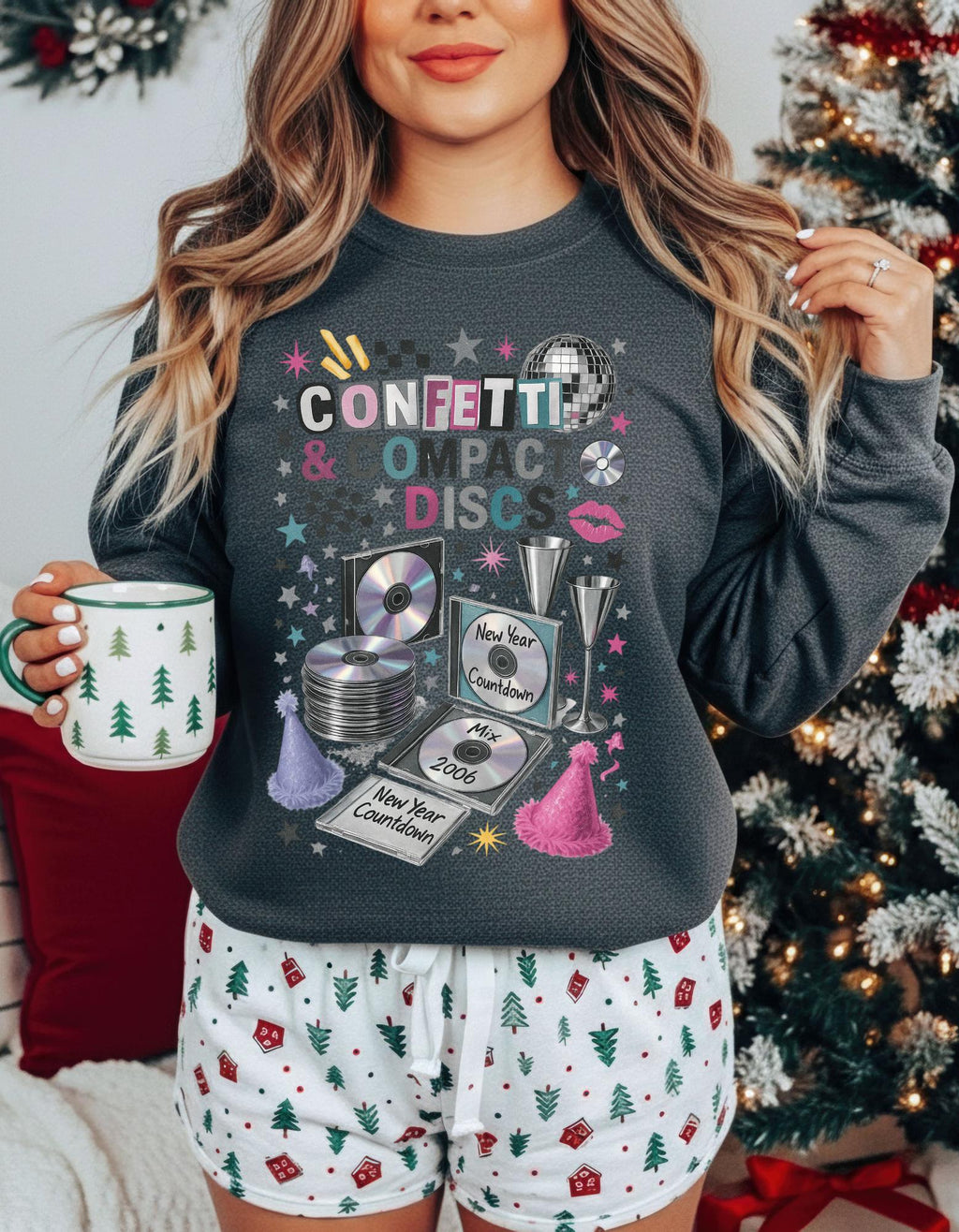 Y2K New Year 2026 Confetti Unisex Crewneck Sweatshirt