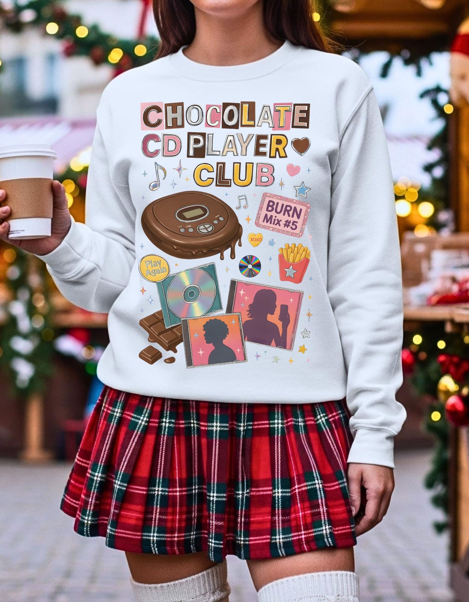 Chocolate CD Player Club Sweatshirt | Retro Y2K Graphic Crewneck