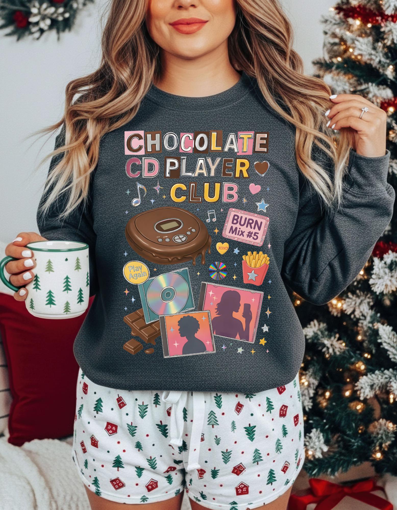 Chocolate CD Player Club Sweatshirt | Retro Y2K Graphic Crewneck