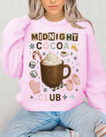 Midnight Cocoa Club Sweatshirt | Cozy Hot Chocolate Crewneck | Y2K Glitter Mug Holiday Christmas Sweater