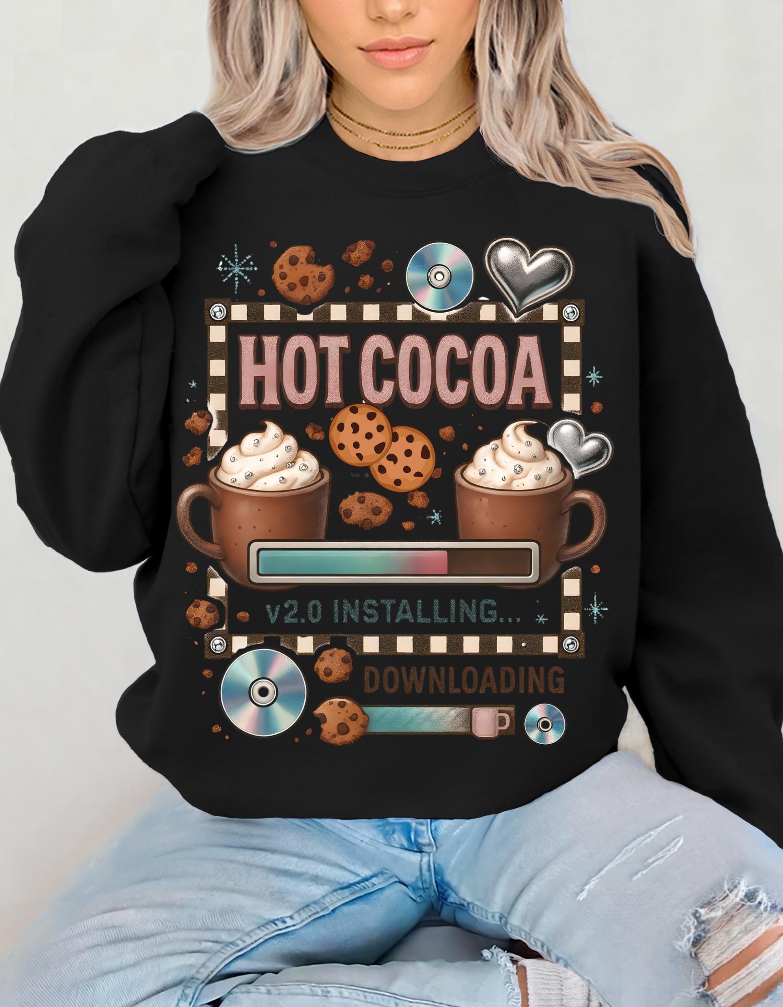 Cozy Hot Cocoa Crewneck Sweatshirt | Retro Y2K Christmas Sweater