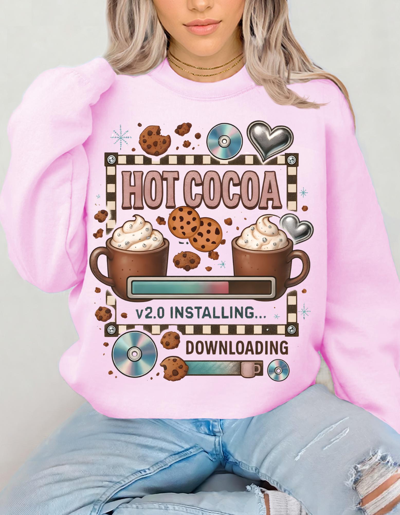 Cozy Hot Cocoa Crewneck Sweatshirt | Retro Y2K Christmas Sweater