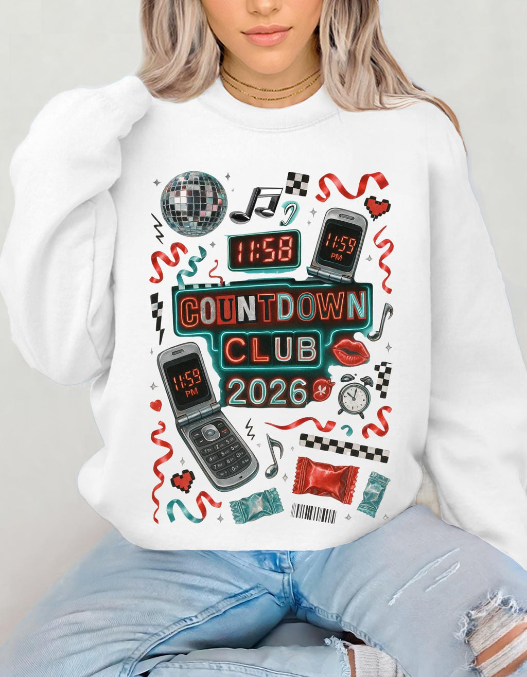 Countdown Club 2026 Sweatshirt New Year Party Retro Electronics Design Vintage Unisex Celebration Wear