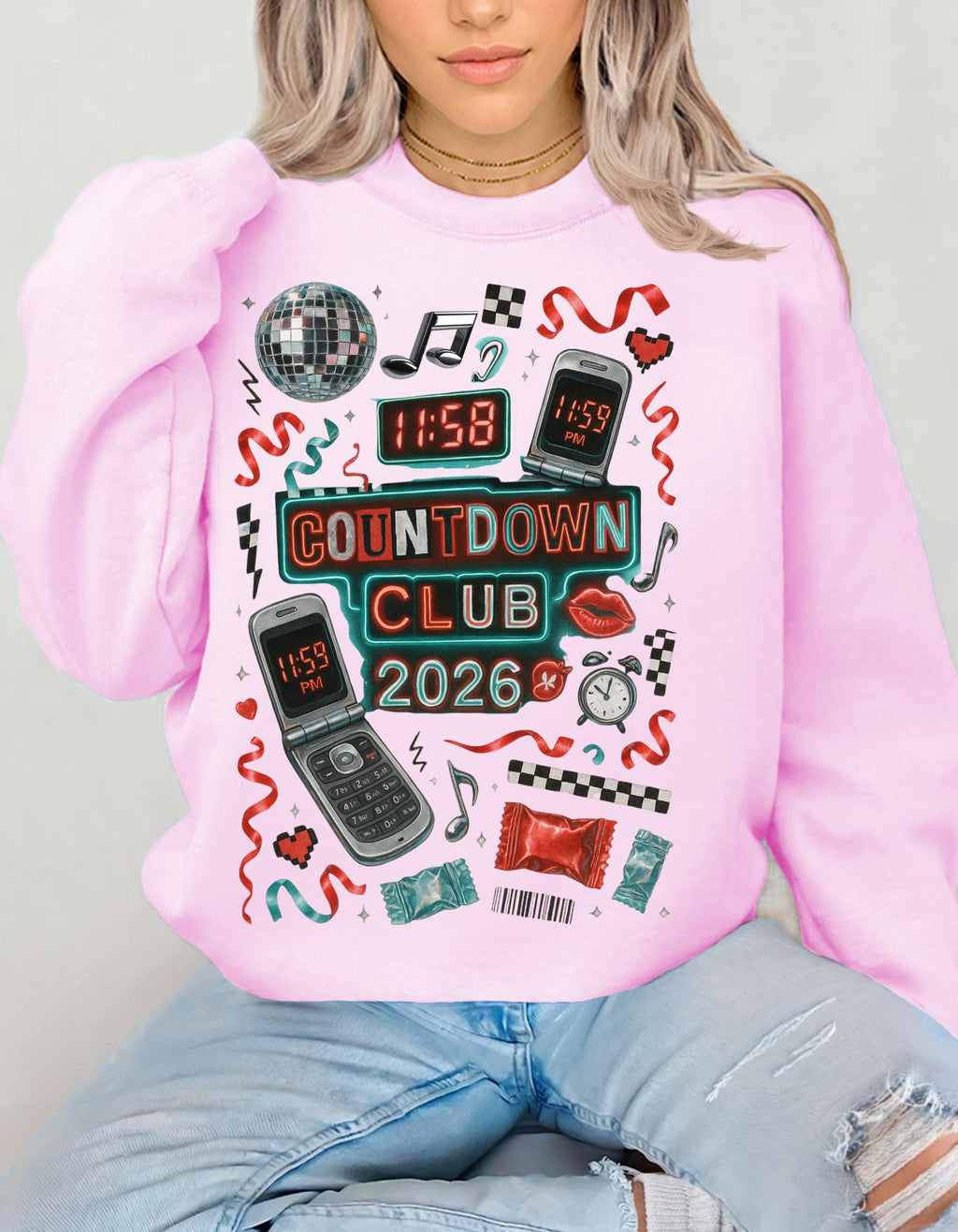 Countdown Club 2026 Sweatshirt New Year Party Retro Electronics Design Vintage Unisex Celebration Wear