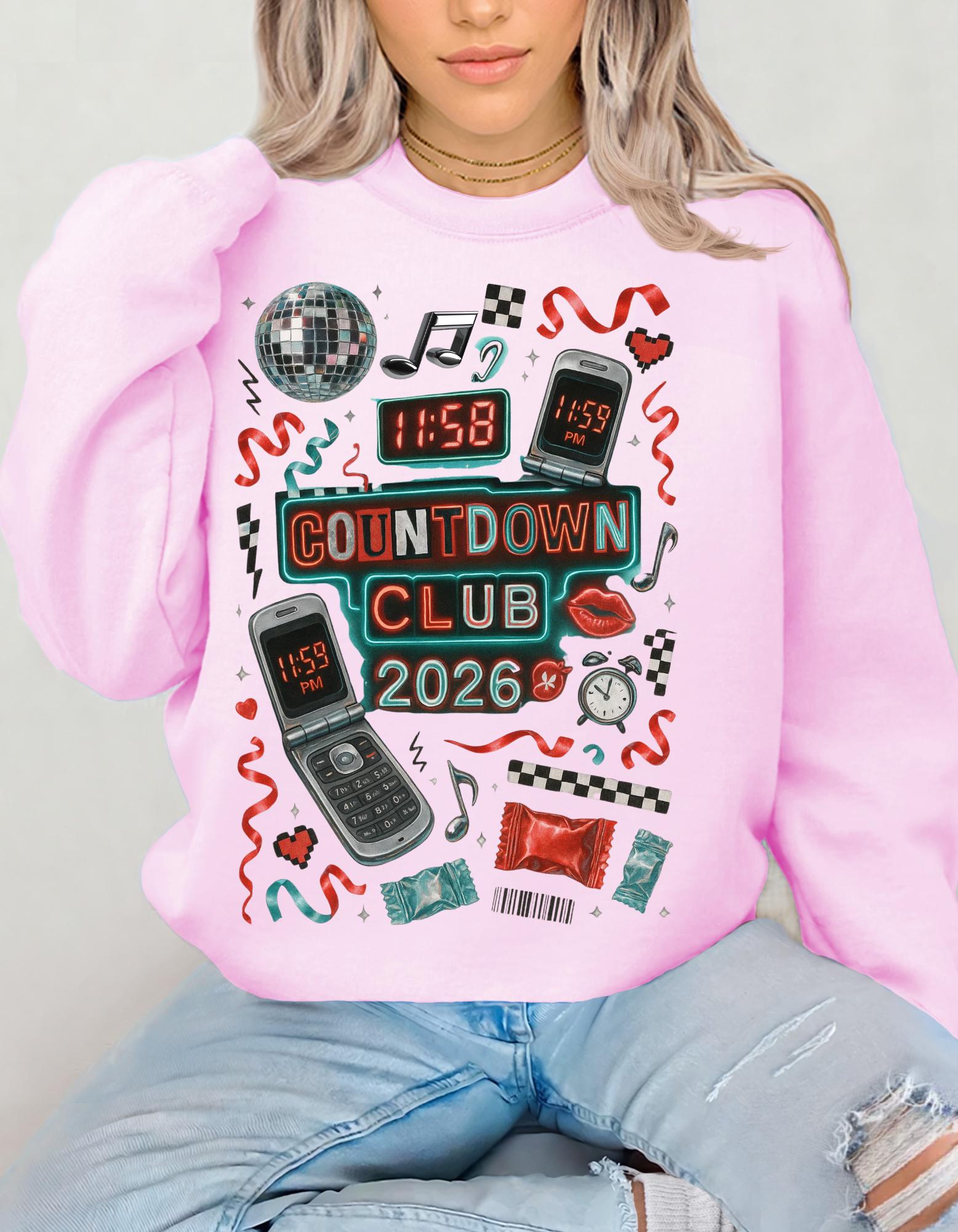 Countdown Club 2026 Sweatshirt New Year Party Retro Electronics Design Vintage Unisex Celebration Wear