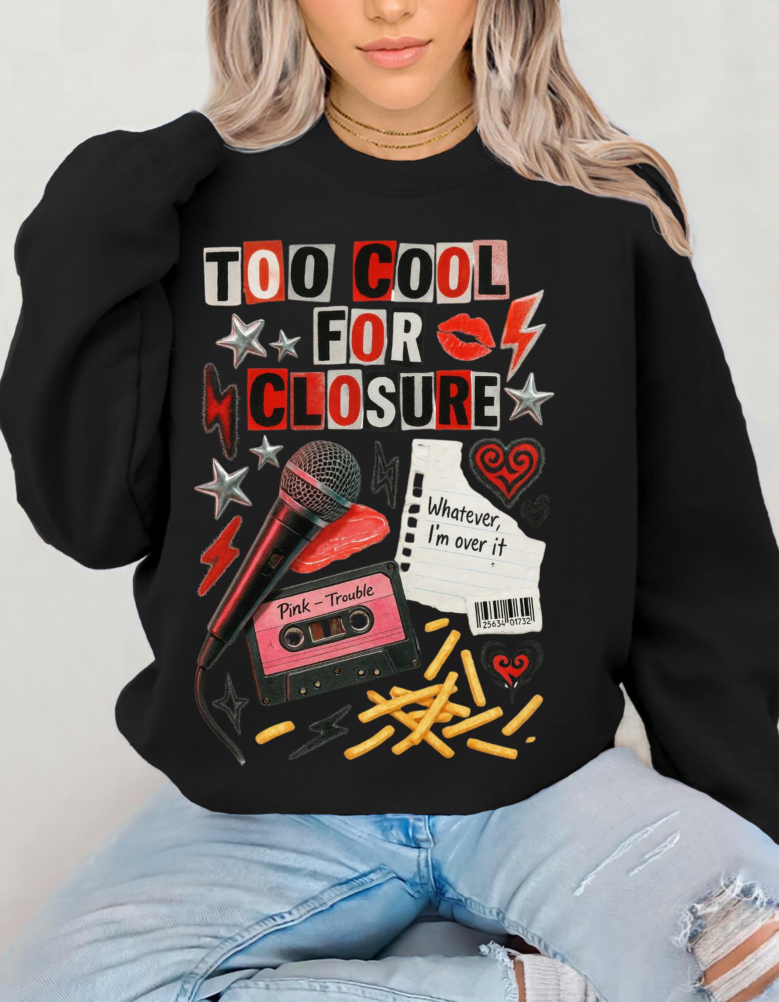 Too Cool For Closure Graphic Cassette Sweatshirt | Retro Punk Lightning Hearts Vintage Music Pullover