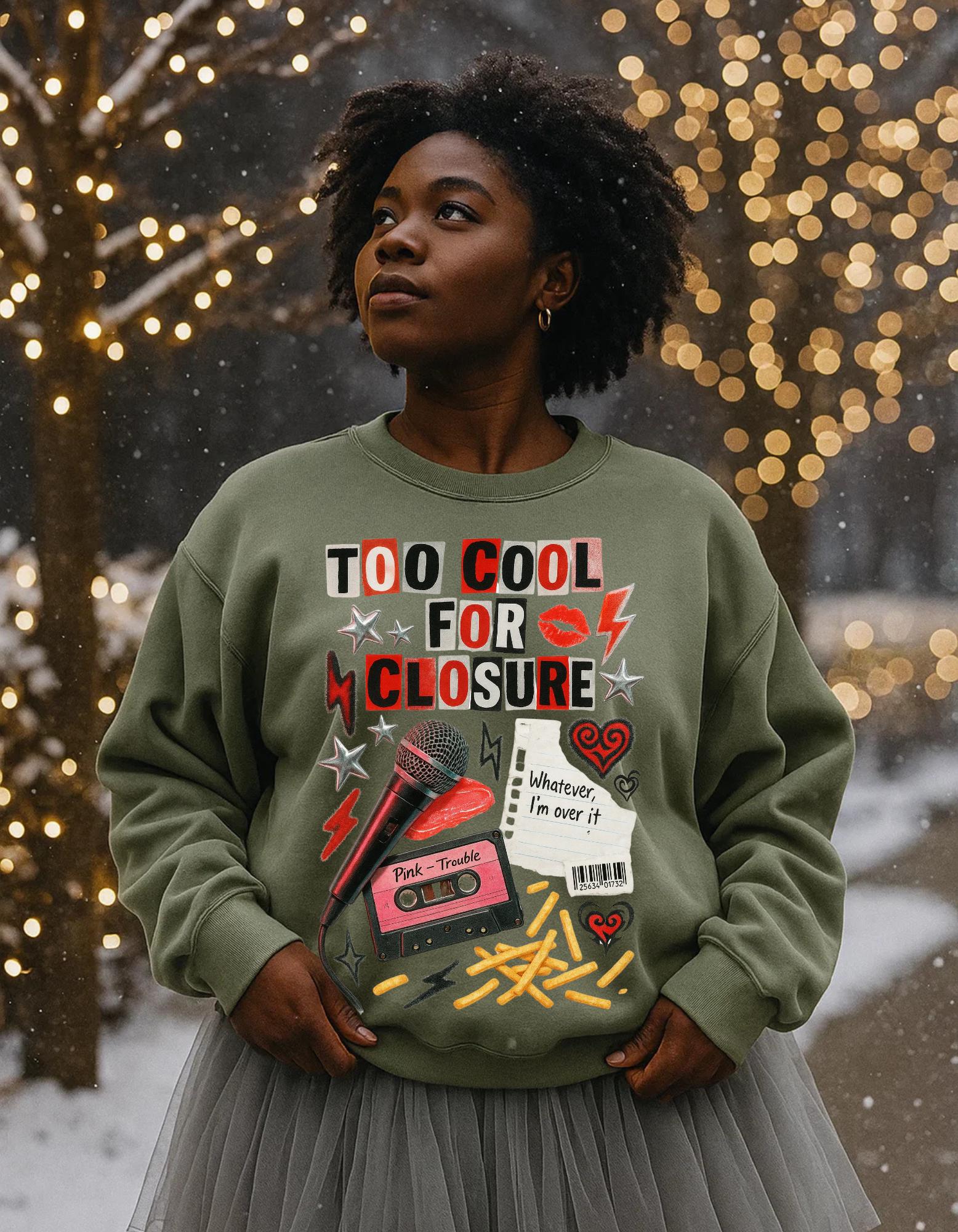 Too Cool For Closure Graphic Cassette Sweatshirt | Retro Punk Lightning Hearts Vintage Music Pullover