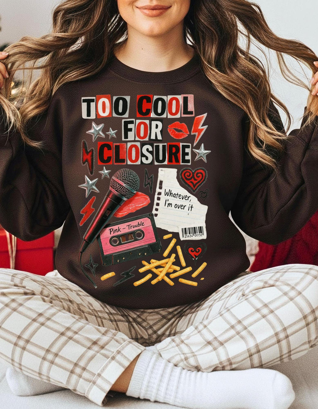 Too Cool For Closure Graphic Cassette Sweatshirt | Retro Punk Lightning Hearts Vintage Music Pullover