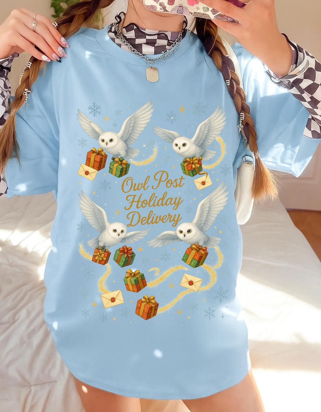 Magical Owl Holiday Delivery Sweatshirt: Potter Fans Christmas Pullover