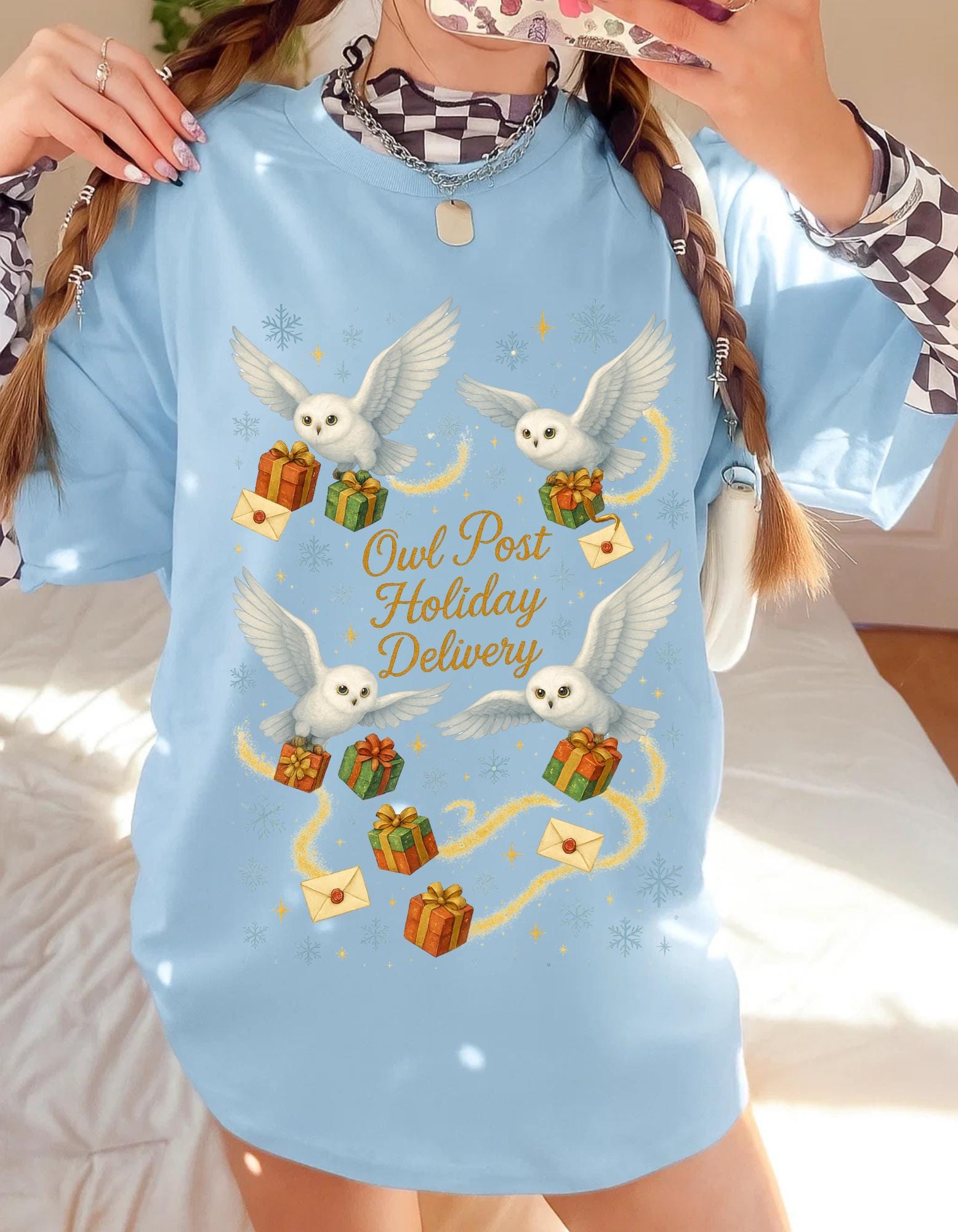 Magical Owl Holiday Delivery Sweatshirt: Potter Fans Christmas Pullover